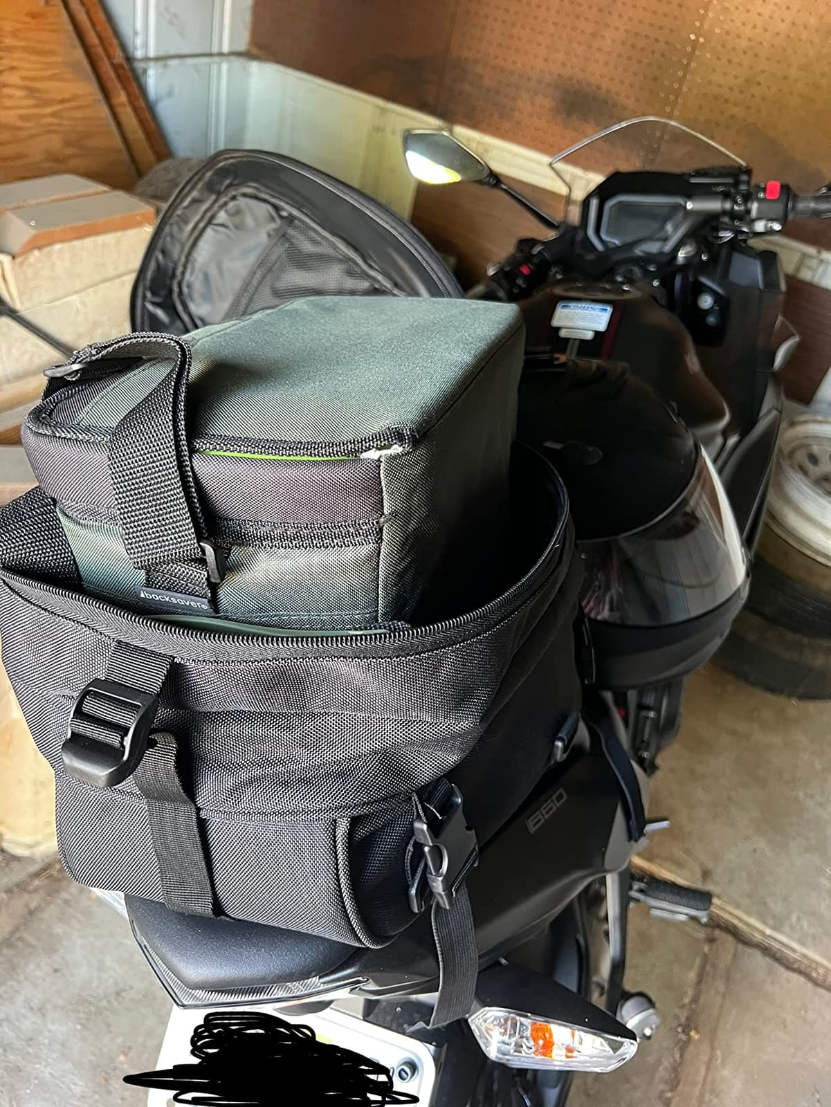Motorcycle Tail Bag,Waterproof Seat Bag,Dual Use Backpack With Cargo Net customer photo 1