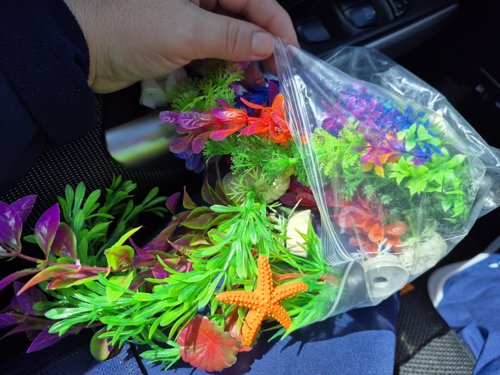 Mechpia 13 Pieces Aquarium Decorations Kit, Fish Tank Decorations Set Small Resin Castle and Rockery Betta Fish Cave Hideout Coral Artificial Plastic Plants Ornament Accessories customer photo 1