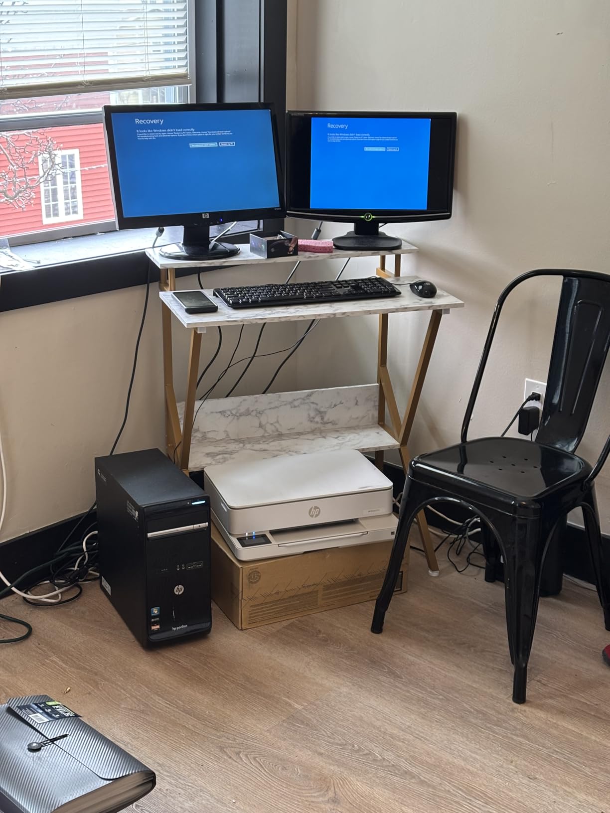 ODK 27.5 Inch Small Desk with Storage & Monitor Stand, Pink customer photo 2