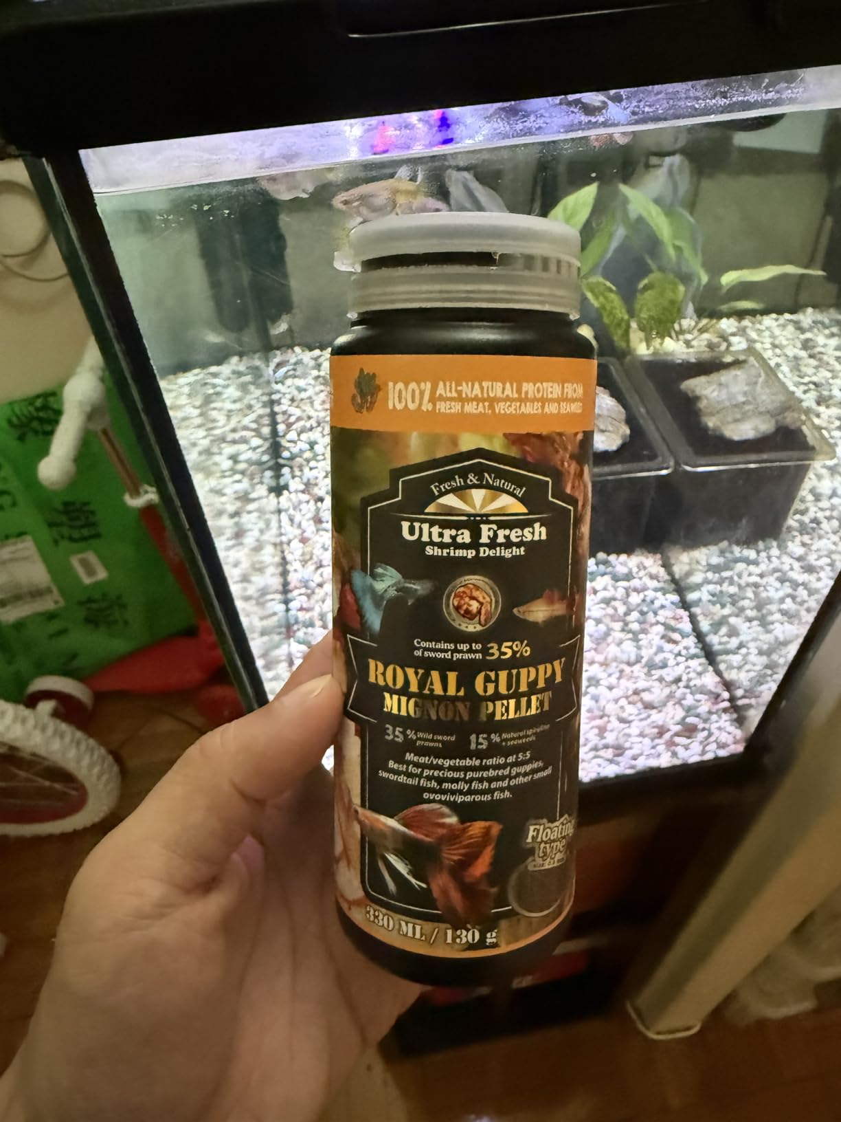 Ultra Fresh Royal Guppy Mignon Pellet, All Natural Guppy Food, Sword Prawns, Spirulina, Highly Nutritious, for Cleaner Water and More Vibrant Color 1.87 oz customer photo 2