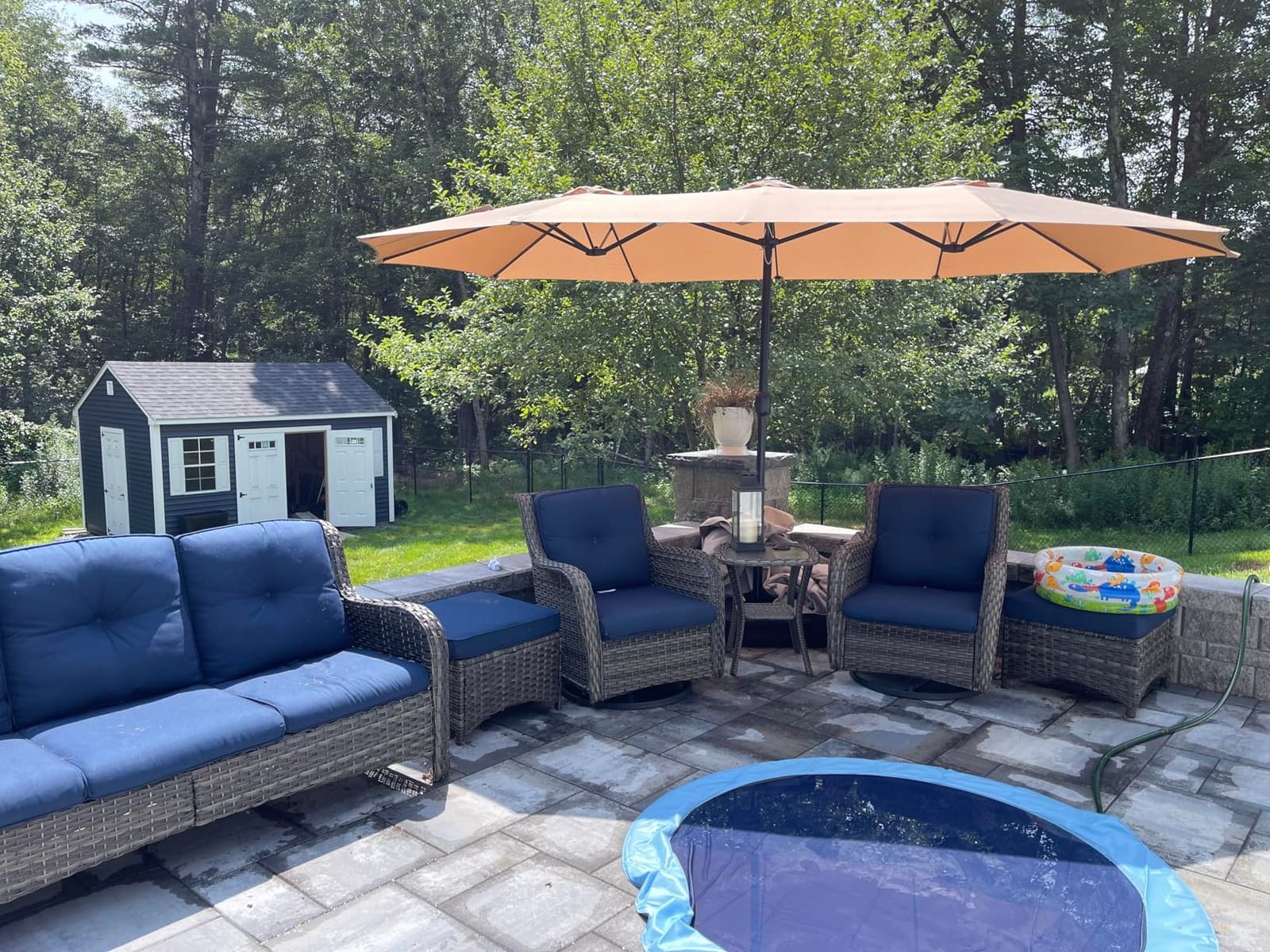 15ft Large Outdoor Patio Umbrella with Base Included customer photo 1