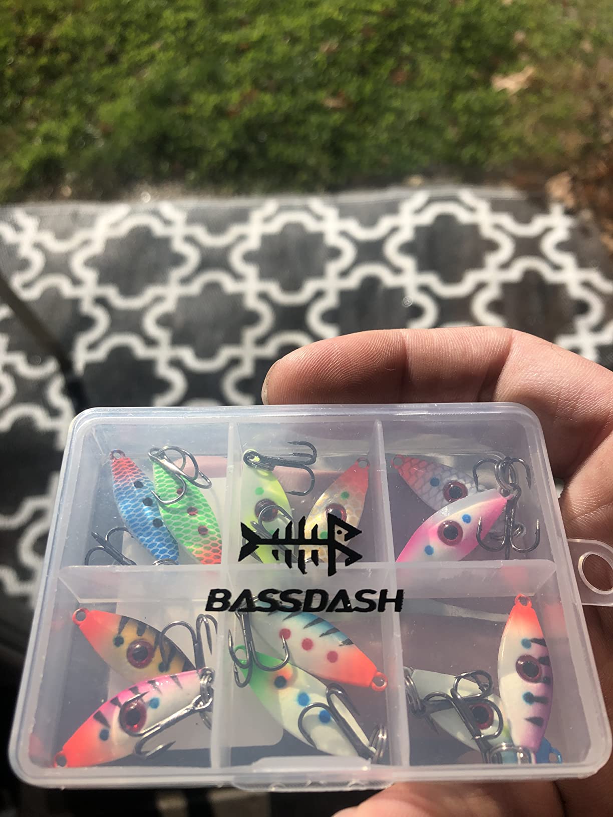 BASSDASH Ice Fishing Lure Kit Glowing Paint Jigs for Winter Ice Jigging Crappie Sunfish Perch Walleye Pike with Tackle Box customer photo 1