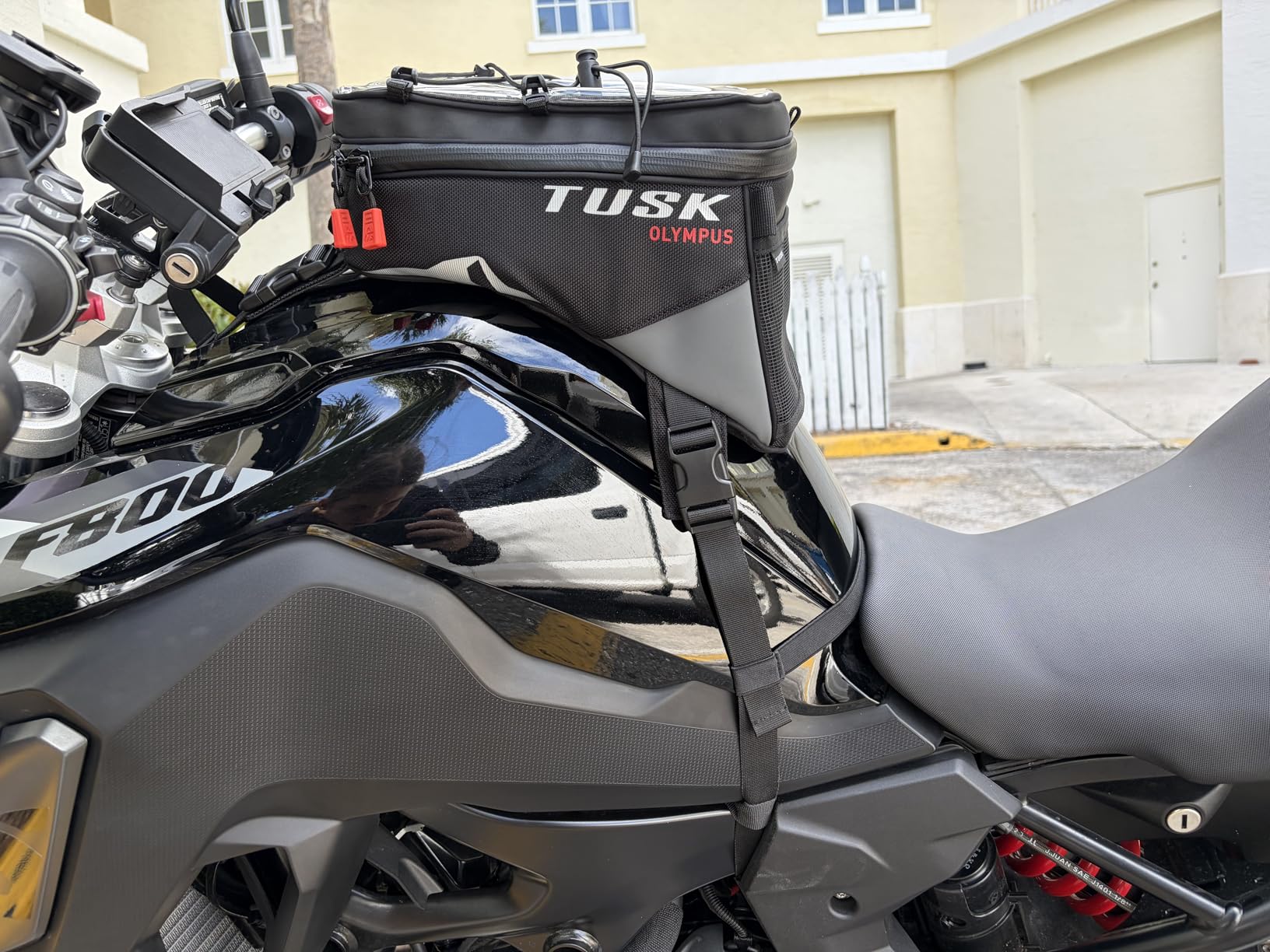 TUSK Olympus Tank Bag Large – 8L Motorcycle Luggage, Black/Grey, Waterproof Zippers, Phone Map Pocket, Fits ADV, Dual Sport, Touring, and Dirt Bikes customer photo 1