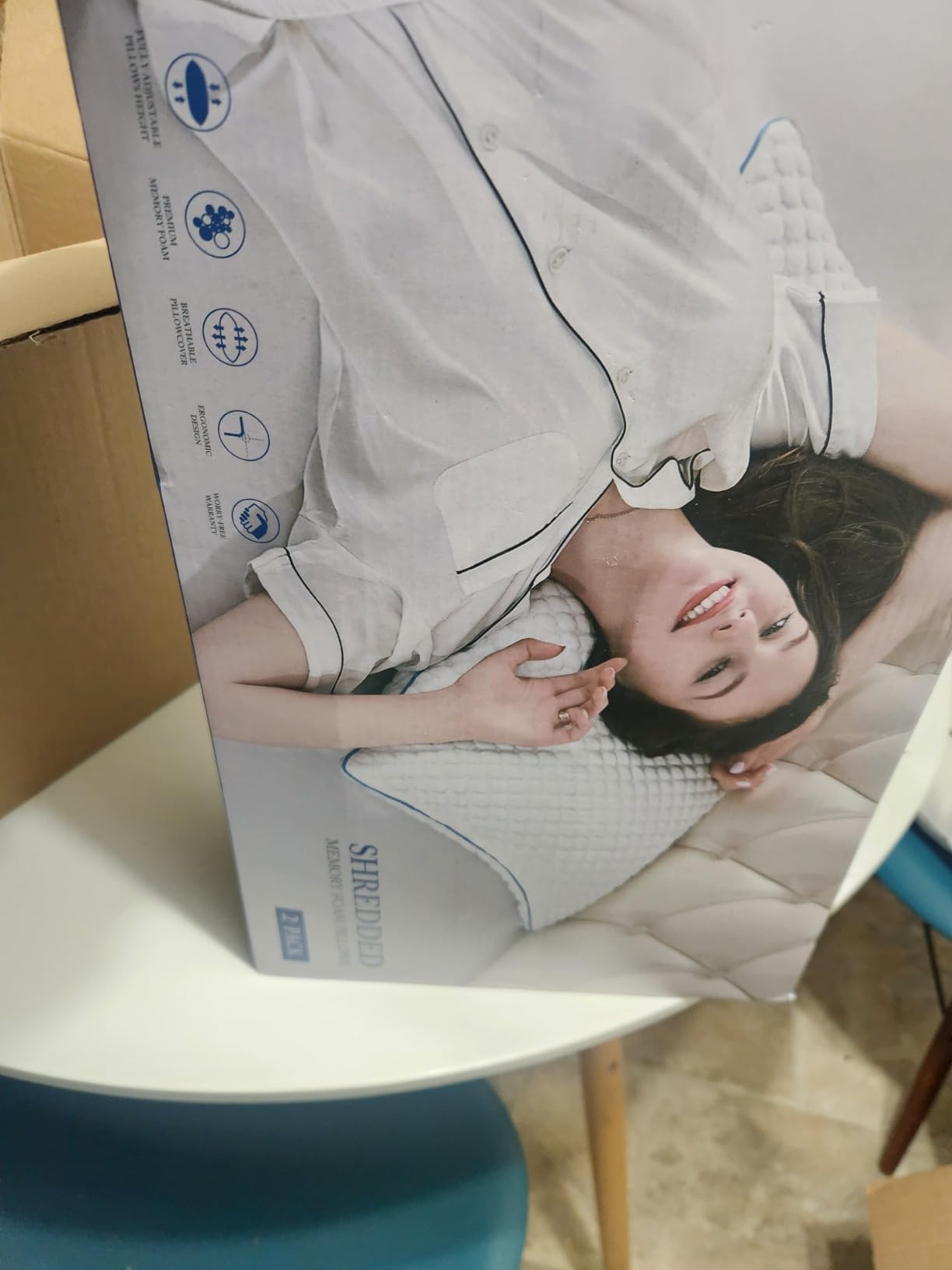 Cooling Shredded Memory Foam Bed Pillows, Queen Size, Set of 2, 20 x 30 in customer photo 1