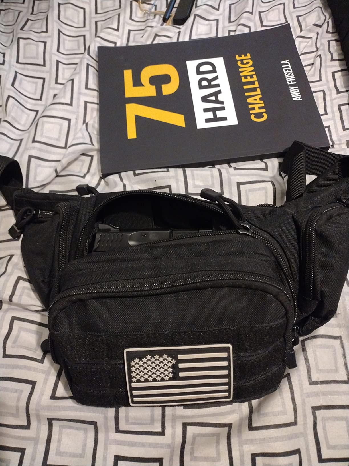 Tactical Fanny Pack Gun Holster Concealed Carry Pistol Military Tactical Waist Bag Waterproof Molle EDC Pouch with USA Flag Patch customer photo 2