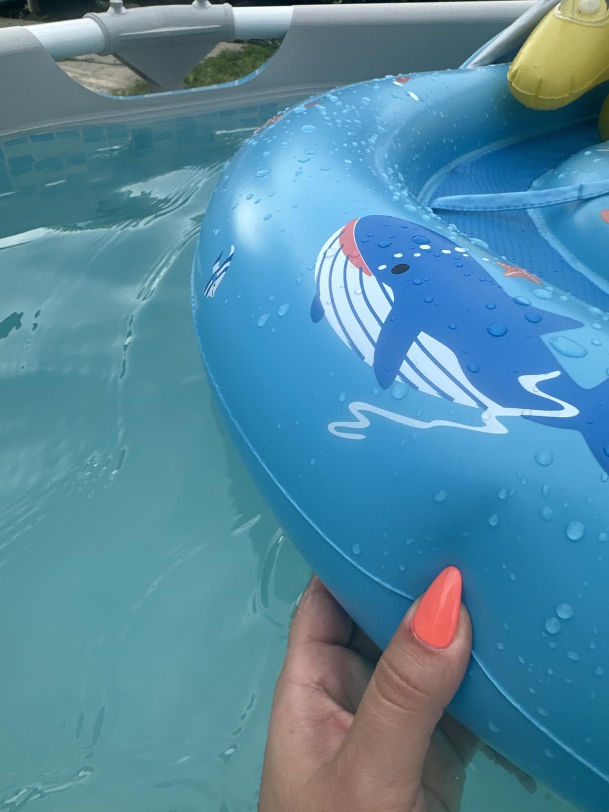 LAYCOL Baby Pool Float with Canopy UPF50+, 120°Adjustable Sun Protection and Anti-Tip Safety Seat, Inflatable Toddler Floaties Infant Pool Float with Animal Pool Toys, Baby Beach Essentials for 6-36M customer photo 2