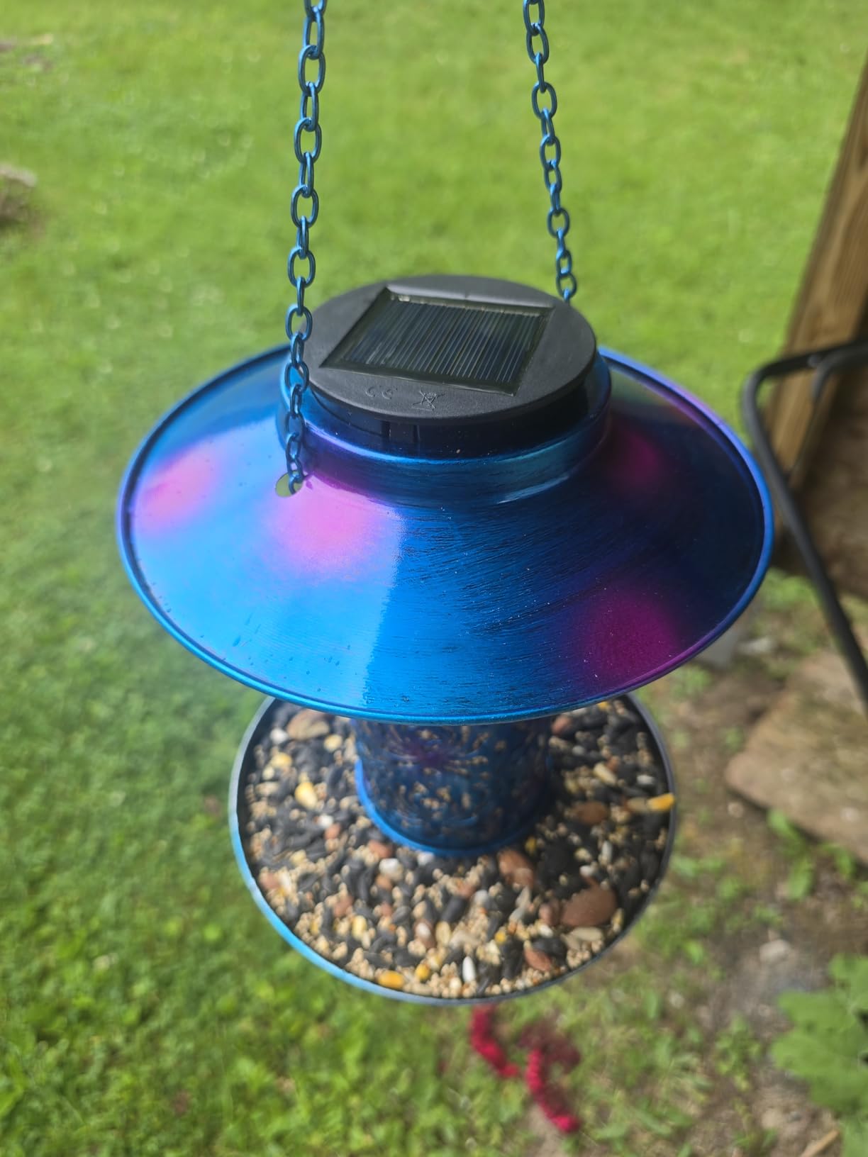 Ottsuls Solar Bird Feeder for Outdoors Hanging, Metal Wild Cardinals Garden Lantern with S Hook, Weatherproof and Water Resistant Birdfeeders as Gift Idea for Women Mom Grandma Bird Lovers (Blue) customer photo 1