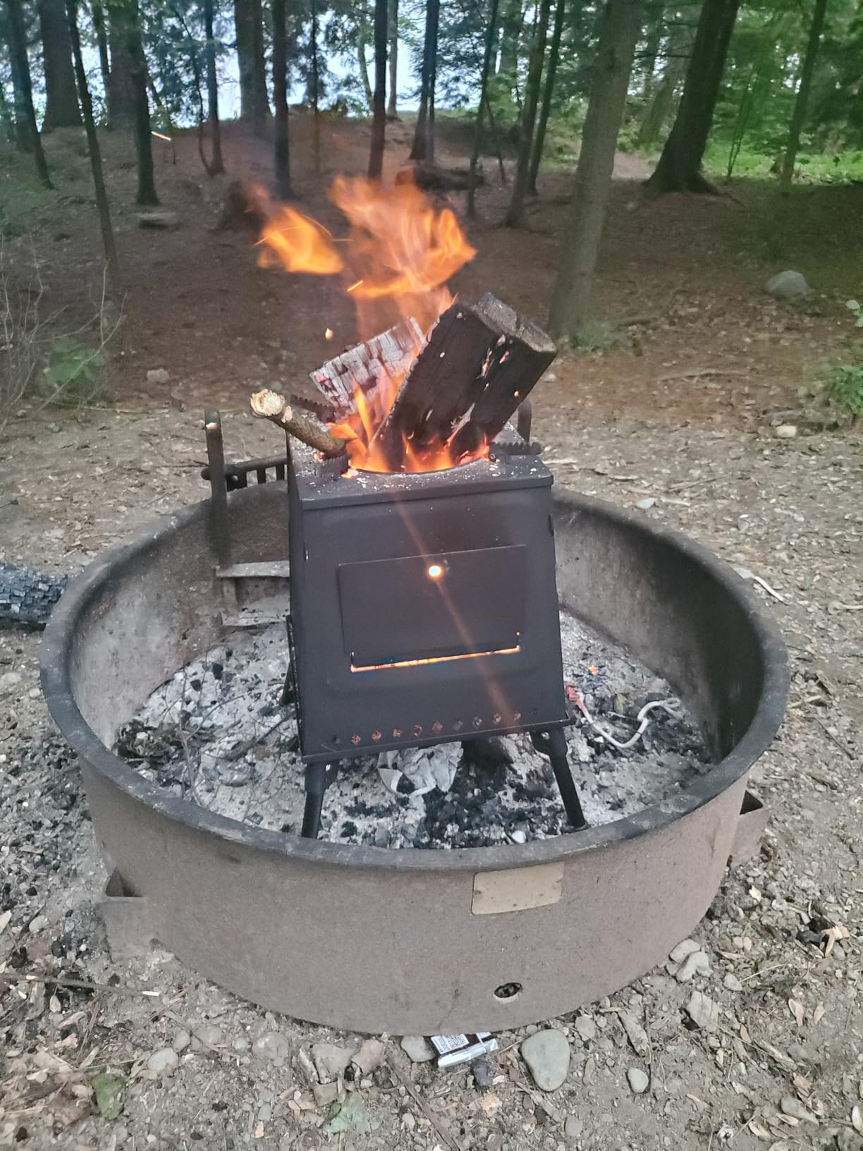 Wood Burning Camp Stove, Portable Cast Iron Camping Wood Stove, Black Woodstove with Carrying Case for Backpacking Outdoor Cooking customer photo 1