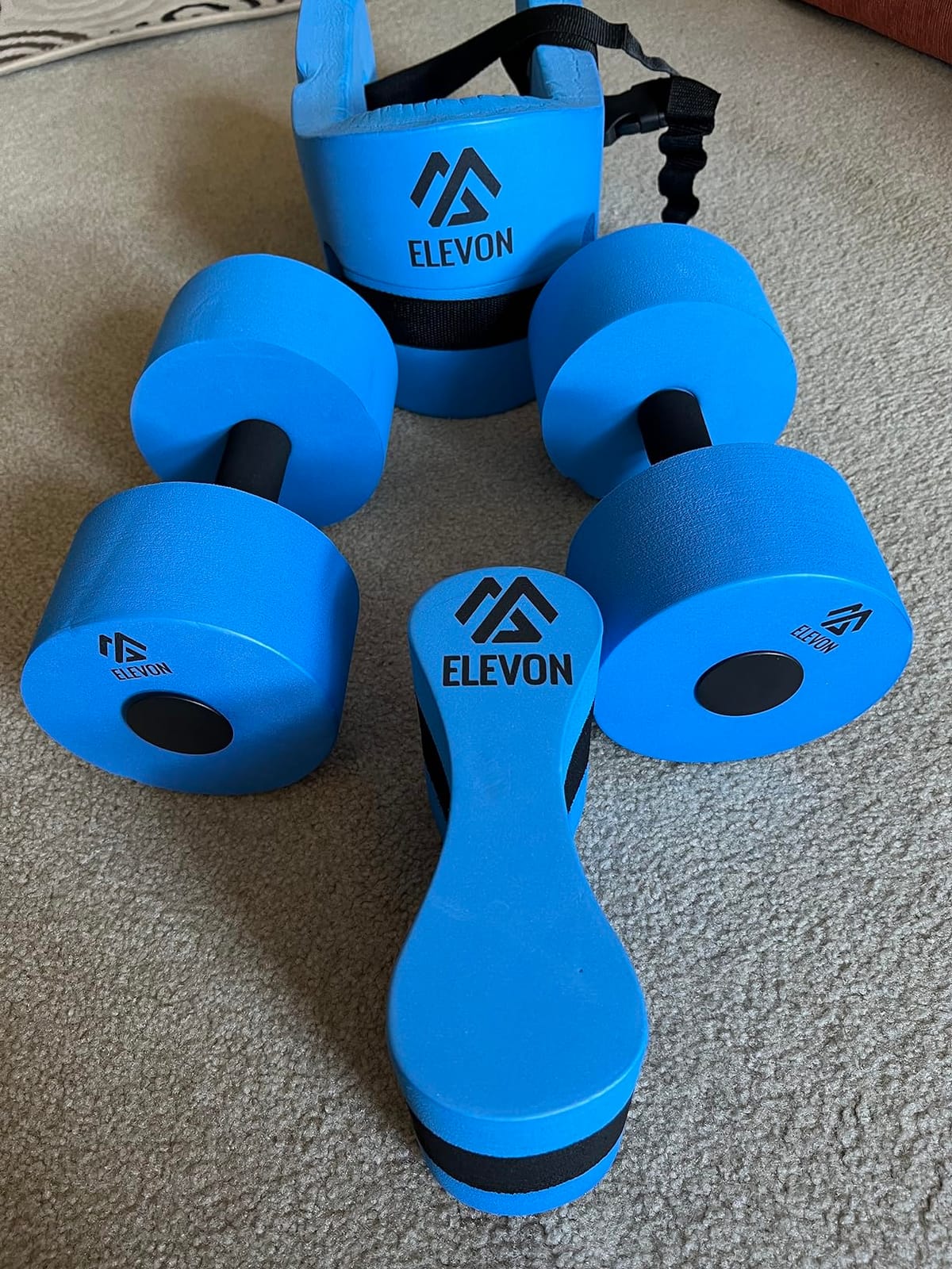 Elevon Complete Swim Training Set Including Water Dumbbell Weights, Floating Belt and Pull Buoy Leg Float, Blue customer photo 1