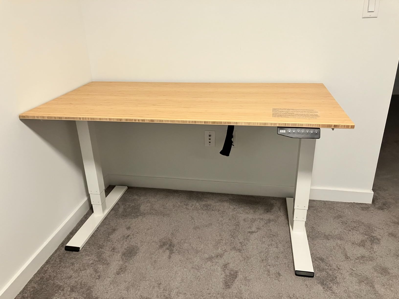 SANODESK 55 Inch 3 Stage Bamboo Standing Desk, Dual Motor customer photo 2