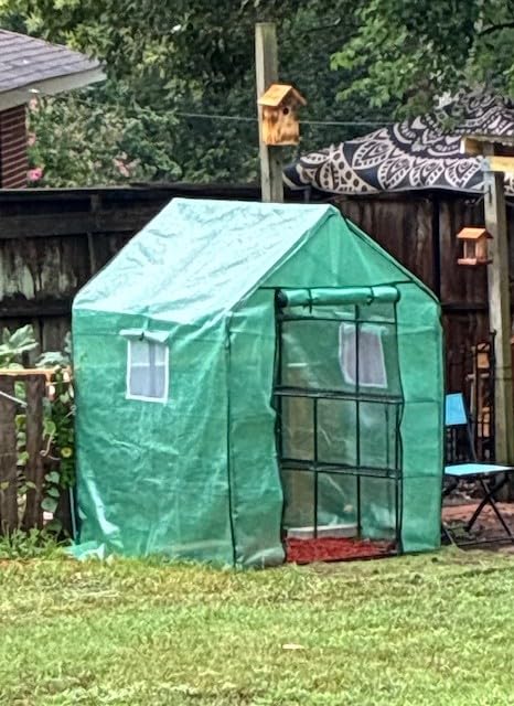 Greenhouse for Outdoors with Screen Windows, Ohuhu Upgraded 4 Tiers 11 Shelves Walk-in Greenhouses with Durable PE Cover, Outside Garden Plastic Green House with Ground Pegs & Ropes for Stability customer photo 2