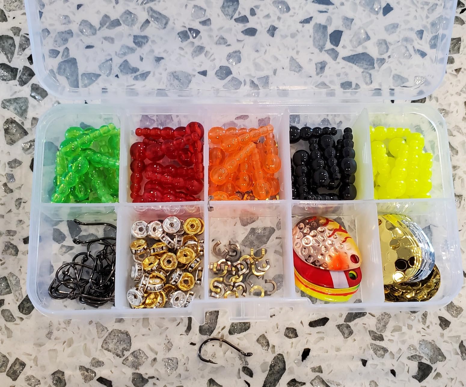 Alwonder 164 Pieces Lure Making Kit for Walleye Kokanee Trolling Fishing Rigs, Lure Making Supplies Inline Spinners Rigs Parts Crawler Harness Trout Bass Salmon Colorado Blades Stacked Fishing Beads customer photo 1