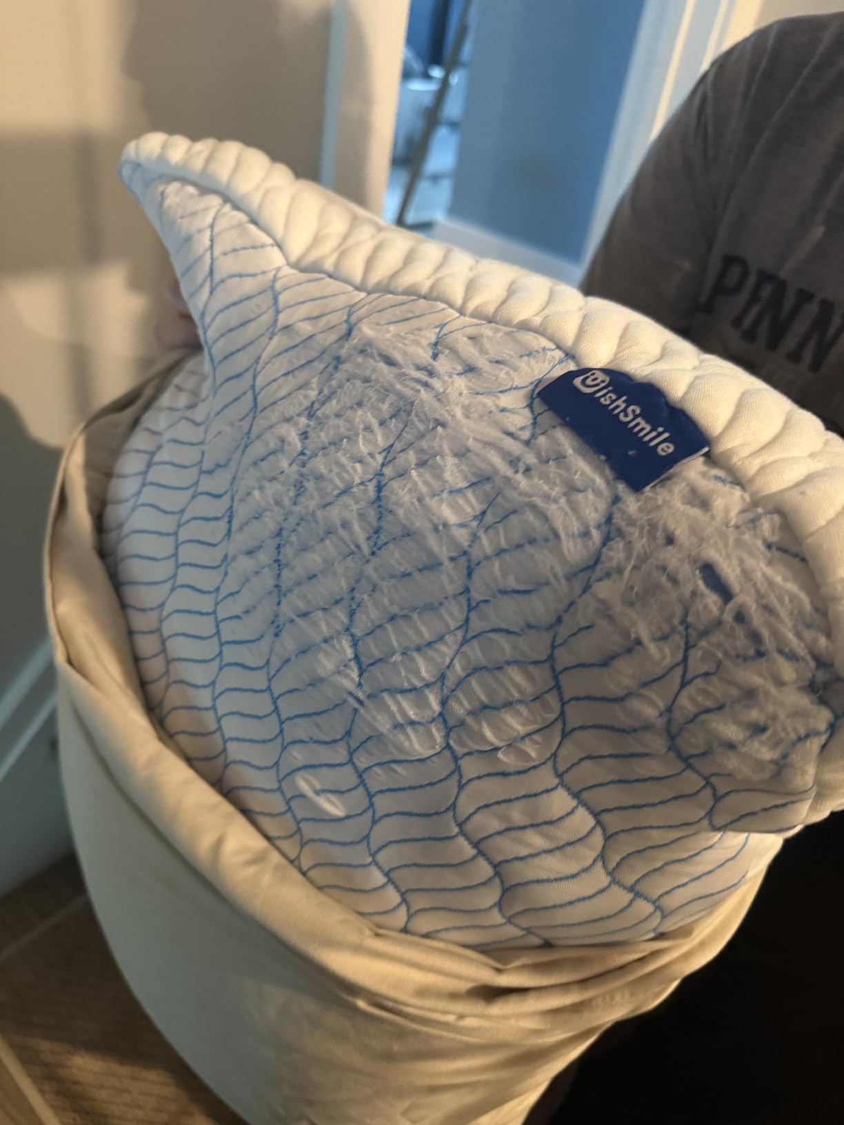 WISHSMILE Cooling Shredded Memory Foam Pillows Queen Size Set of 2 customer photo 2