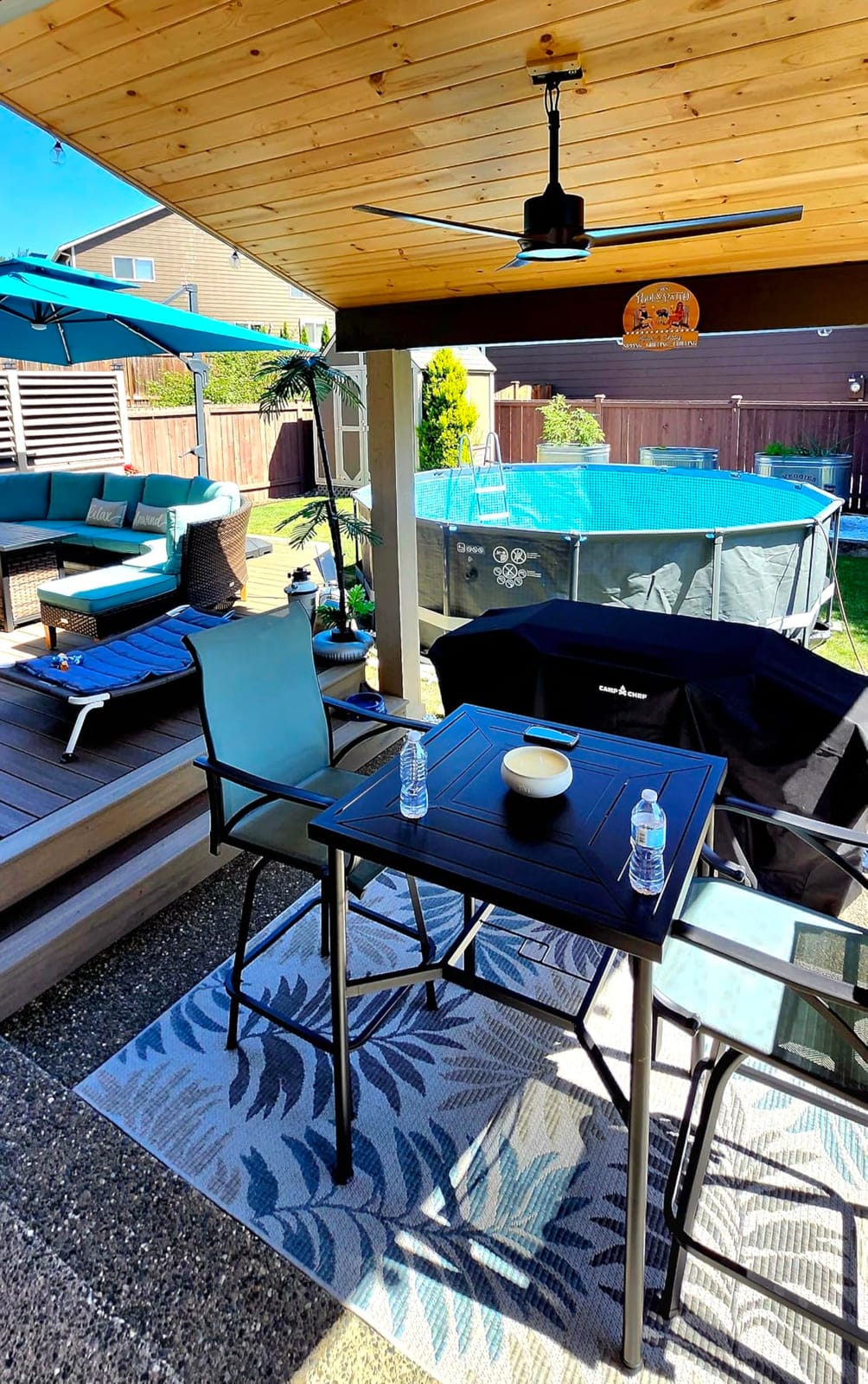 Best Choice Products 10x10ft Cantilever Patio Umbrella w/Base Included, Solar LED Lights 360 Rotation Large Offset Hanging Outdoor Shade for Deck Pool Backyard w/Stand – Tan customer photo 2