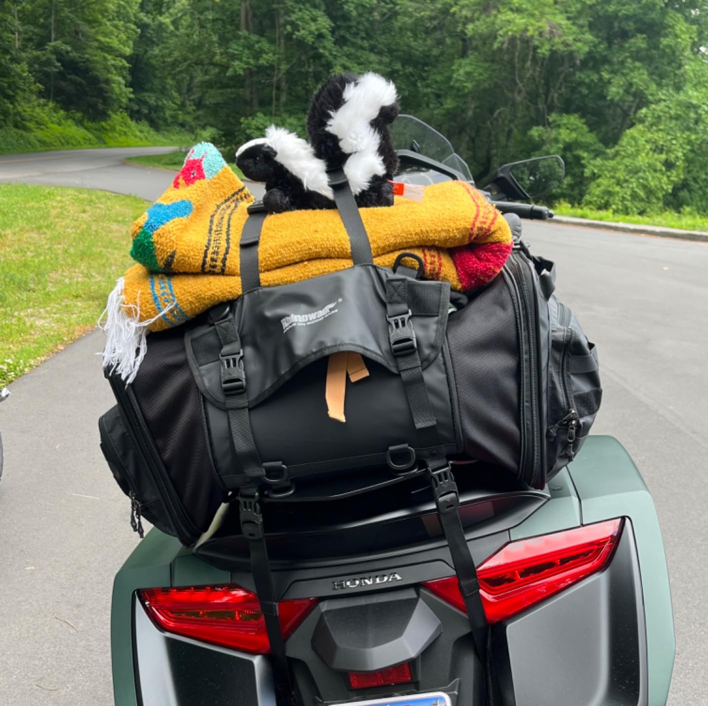 Rhinowalk Motorcycle Tail Bag, Expandable Motorcycle Travel Luggage Bags 60L, Waterproof All-Weather Trunk Rack Bag with Sissy Bar Straps & Helmet Rain Cover-Black customer photo 1