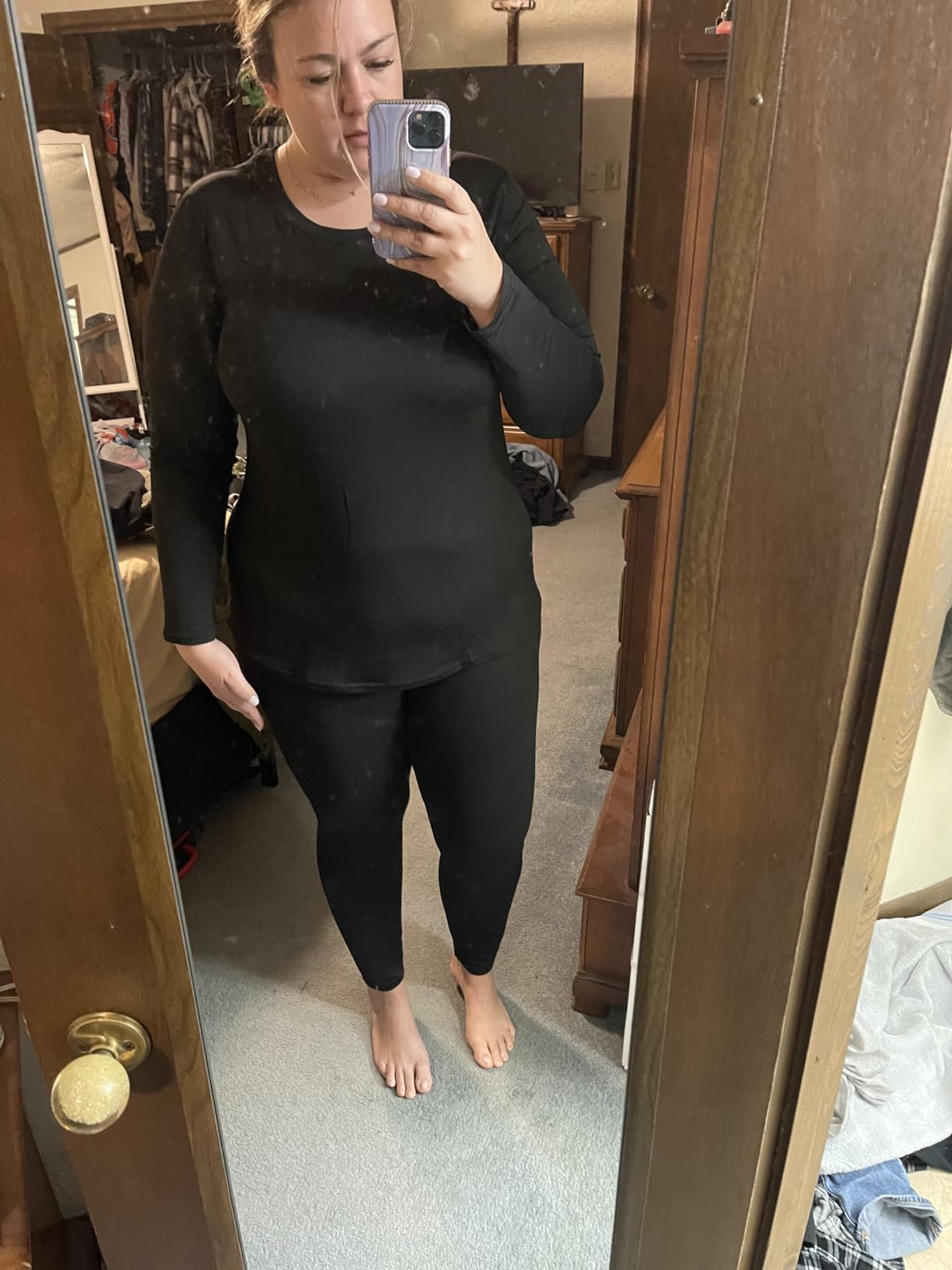 COOTRY Plus Size Thermal Underwear for Women Long Johns Top and Bottom Sets customer photo 2