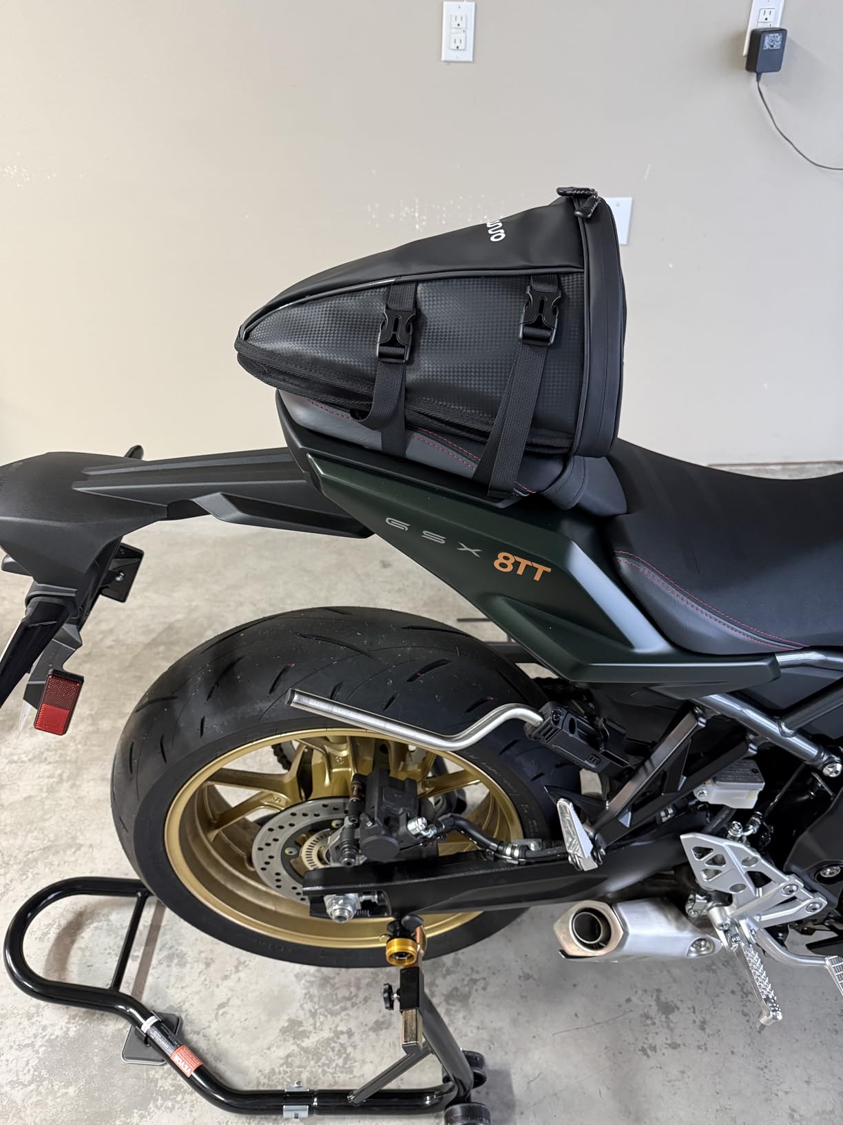 MOSISO Motorcycle Tail Bag Waterproof Polyester Storage Saddle Bag,Black customer photo 1