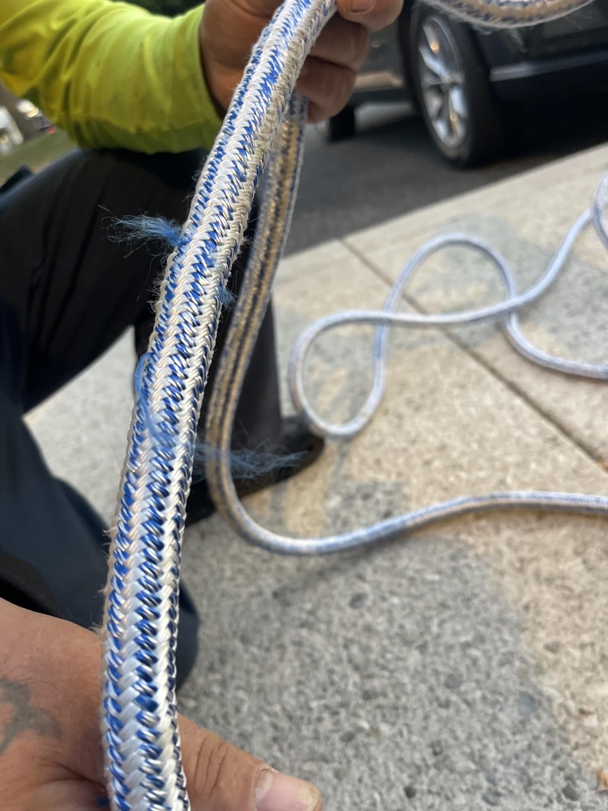 Arborist Tree Rope, 3/4inch by 200FT, 24 Strand Bull Rope up to 20000lbs Tensile Strength, Blue and White customer photo 2