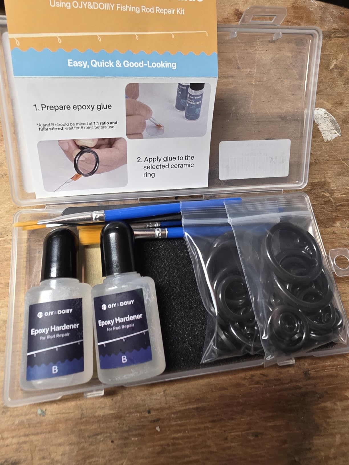 Fishing Rod Repair Kit,Fishing Pole Eyelet Ceramic Insert Eyes Repair with 52 Guide Rings and Supplies customer photo 2