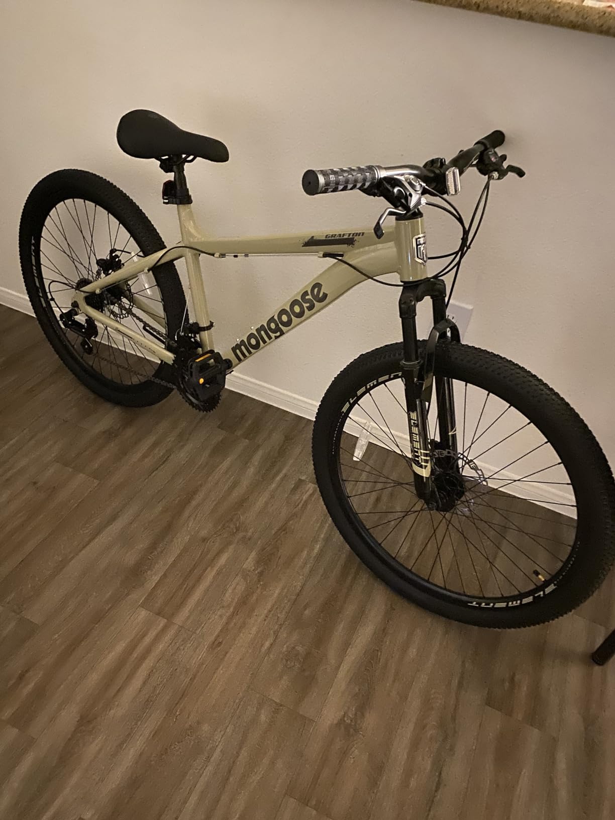 Mongoose Grafton Mountain Bike, 21 Speed, Aluminum Frame, Knobby Mountain Tires, Suspension Fork, Trigger Shifters, Mechanical Disc Brakes customer photo 2