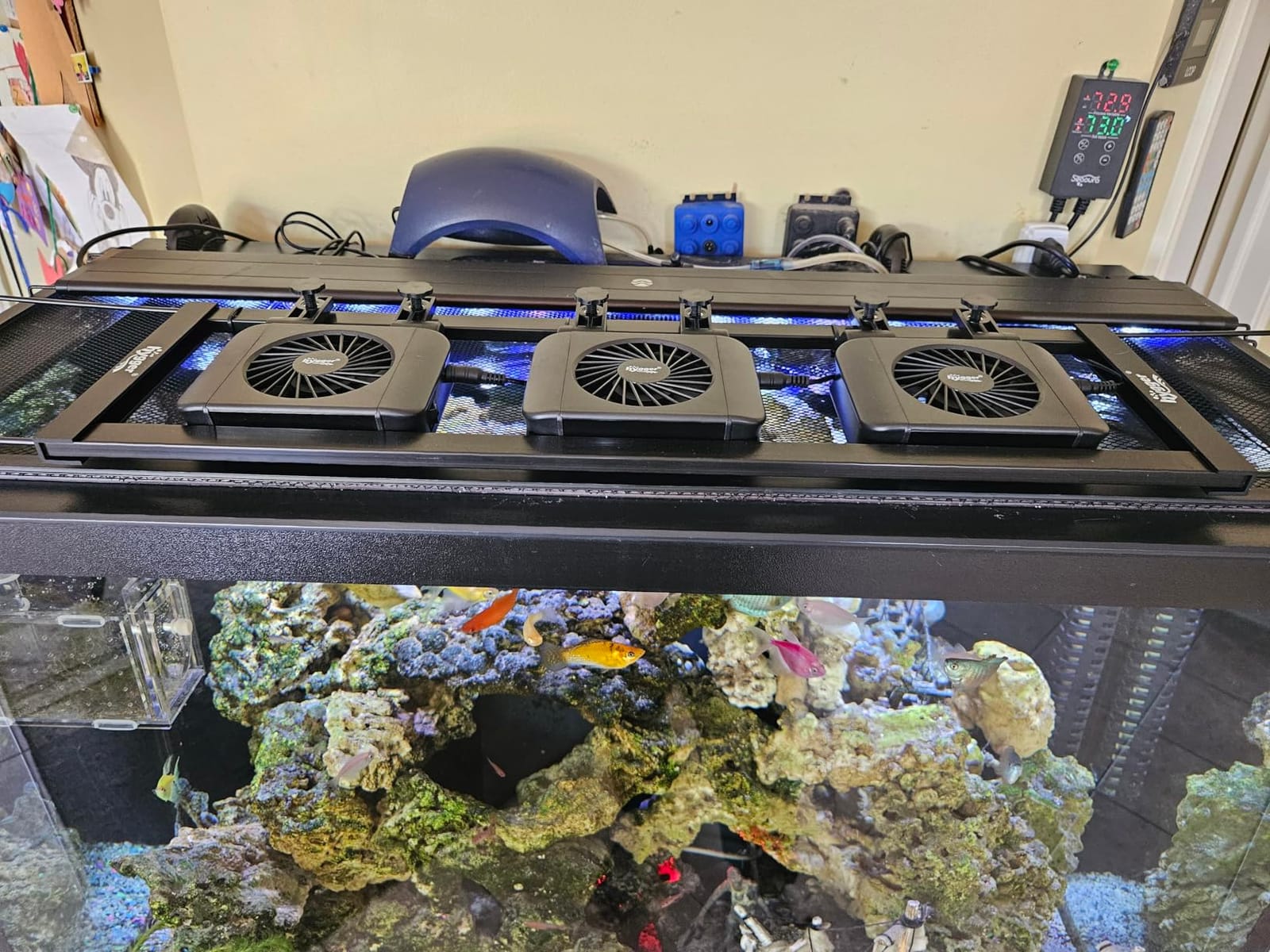 hygger Aquarium Chillers Fan, Quiet Fish Tank Cooling Fan Equipment with Adjustable Speed Controller, Suitable for Freshwater Saltwater Tanks(3-Fan Head) customer photo 2
