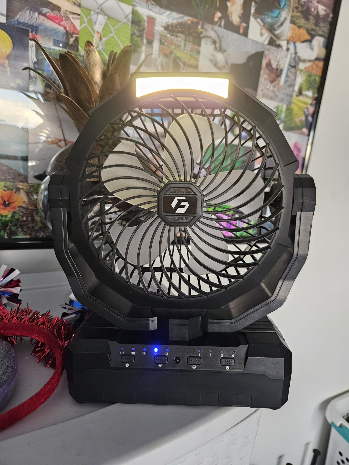 FRIZCOL 3-in-1 Camping Fan - Portable Fans Rechargeable - 24000mAh Battery Powered Fan with Light & Remote for Indoor, Outdoor, Tent, Travel, Fishing, Jobsite, Gifts for Men Dad Him - Green customer photo 1