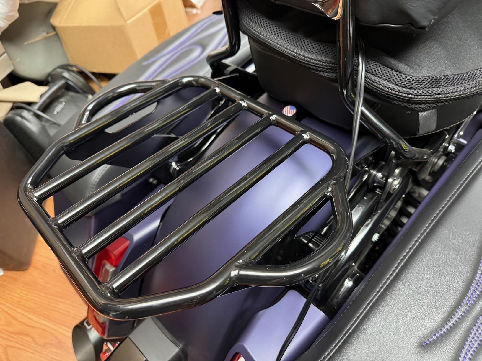 Black Detachable Two-Up Luggage Rack Motorcycle Rear Mounting Rack for Harley Touring Road King Street/Road/Electra Glide CVO Limited Custom 2009-2026 customer photo 1