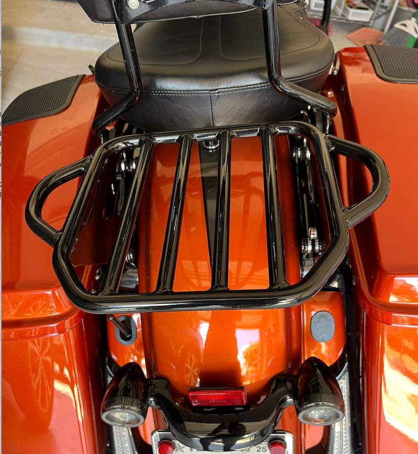 Black Detachable Two-Up Luggage Rack Motorcycle Rear Mounting Rack for Harley Touring Road King Street/Road/Electra Glide CVO Limited Custom 2009-2026 customer photo 2