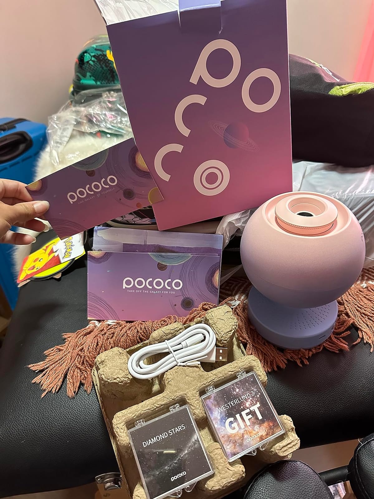 POCOCO Galaxy Star Projector, Rechargeable, with 5K Discs, 2 Megapixel Lens | 6 Hour Battery Life, 1W Soft Light, Timer, 2 Replacement Optical Film Discs, Gift to Relax, Study, Meditate and Stress Relief customer photo 1
