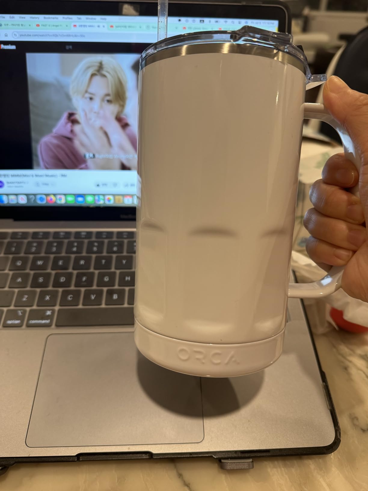 ORCA 28 oz. Metal Insulated Beer Stein Drink Mug Tumbler with Handle and Lid; Keeps Drinks Ice Cold - Pearl Gloss customer photo 1