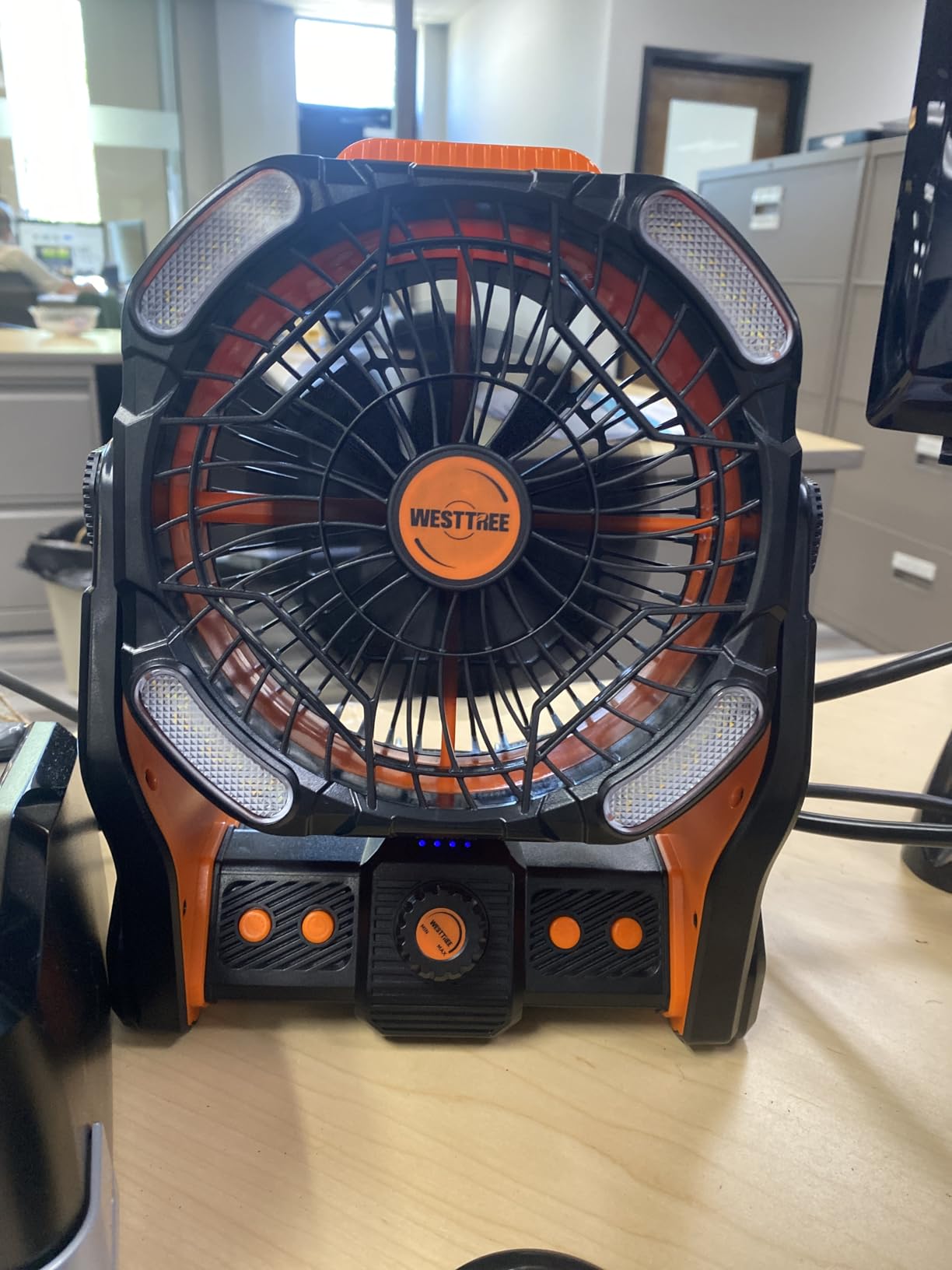 WESTTREE 20000mAh Battery powered fan Camping Fan essentials Portable fan Battery OperatedRechargeable Outdoor Tent with Light & Hook Personal USB Desk for Camping,Orange customer photo 2