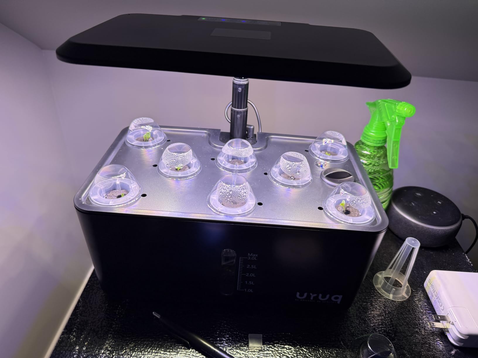 URUQ 8 Pods Hydroponics Growing System with LED Grow Light - White | Quiet Water Pump, Automatic Timer, Adjustable Height for Fresh Herbs, Vegetables, Indoor Gardening, Gifts for Plant Lovers customer photo 2