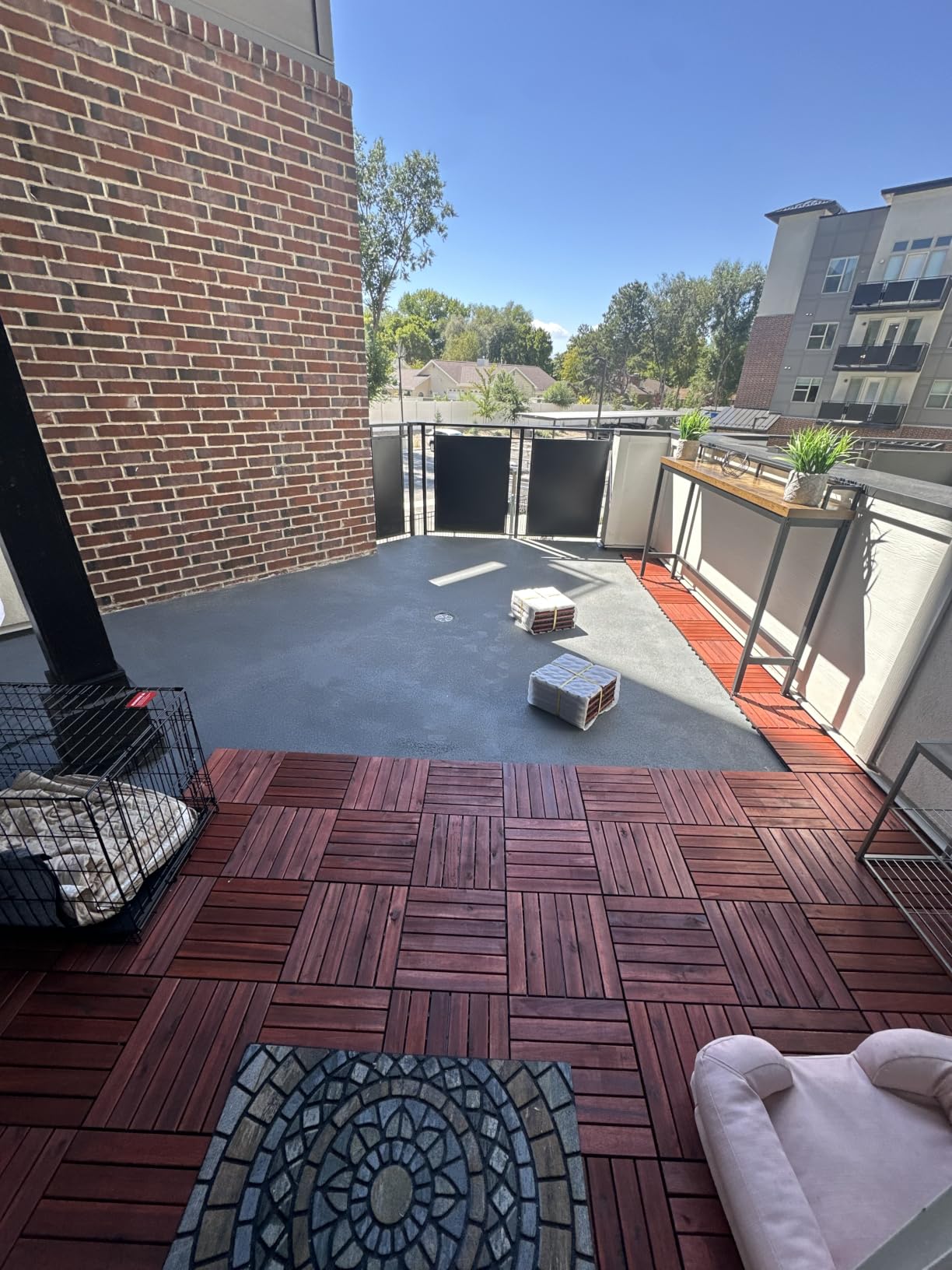 PrimeZone 27 PCS Solid Acacia Wood Interlocking Patio Deck Tiles Outdoor customer photo 1