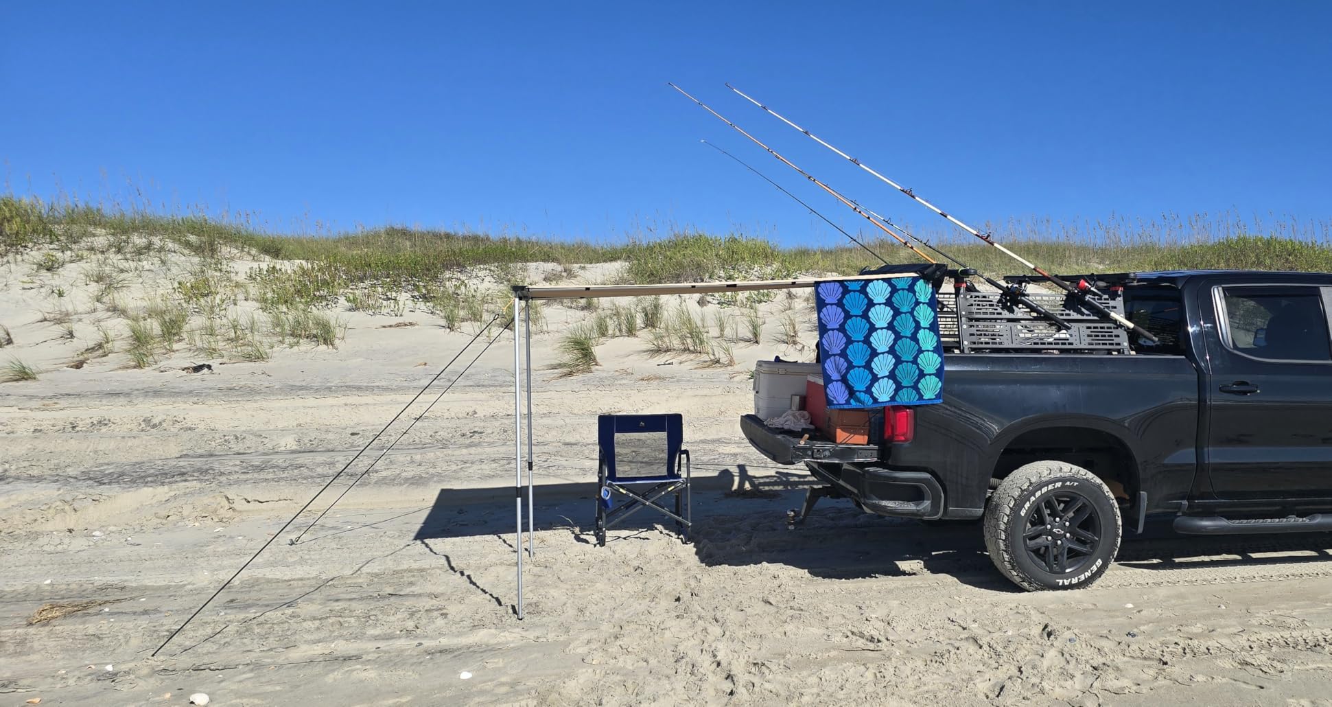 SAMOUT Vehicle Awning, 8.2ft x 10ft, Rooftop Pullout Ripstop UPF50+ Side Awning, Reinforced Hinges & Poles for Jeep/SUV/Truck/Van customer photo 1
