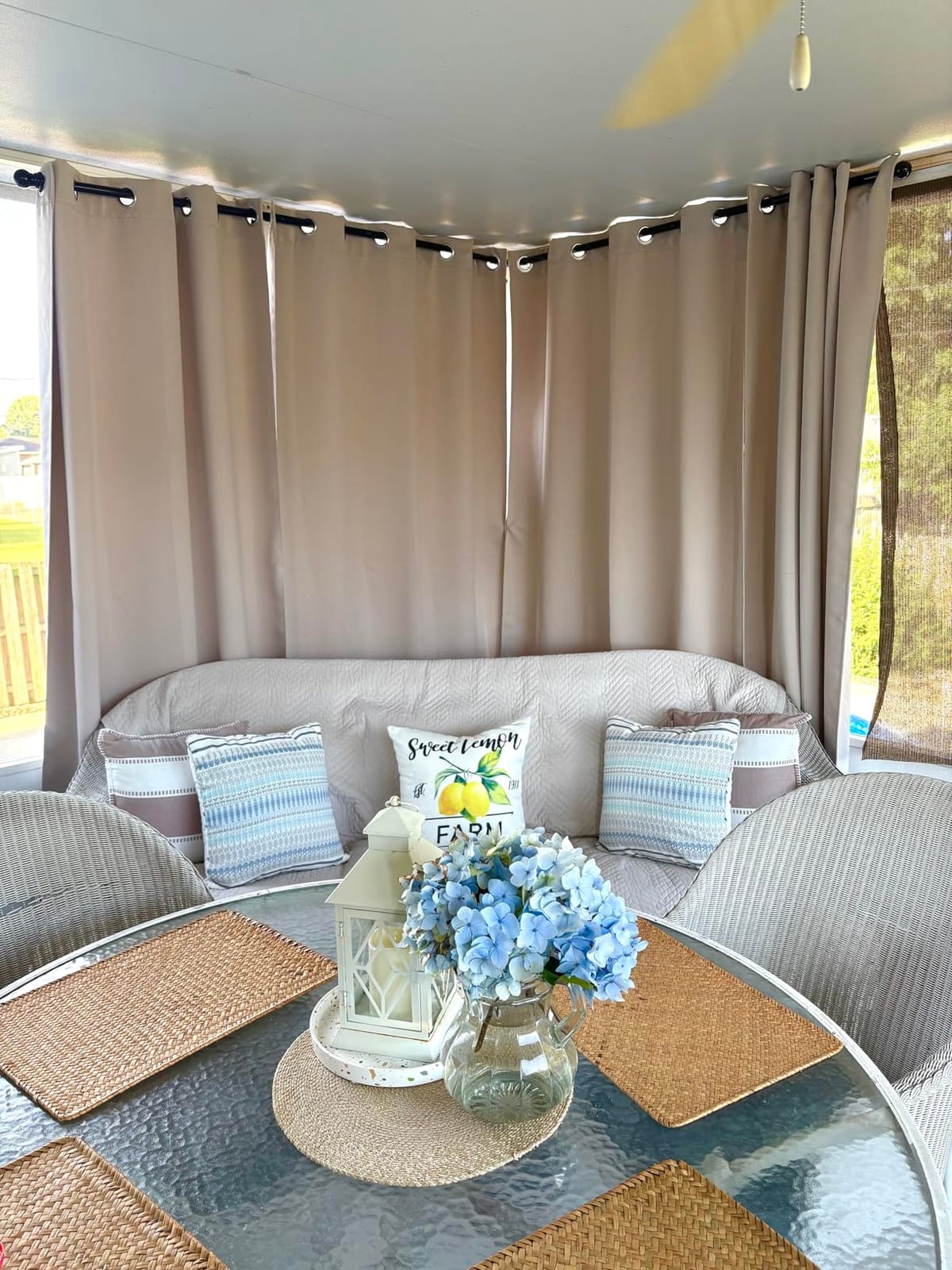 NICETOWN 2 PCs Waterproof Outdoor Curtains for Patio W52xL84 Natural customer photo 1