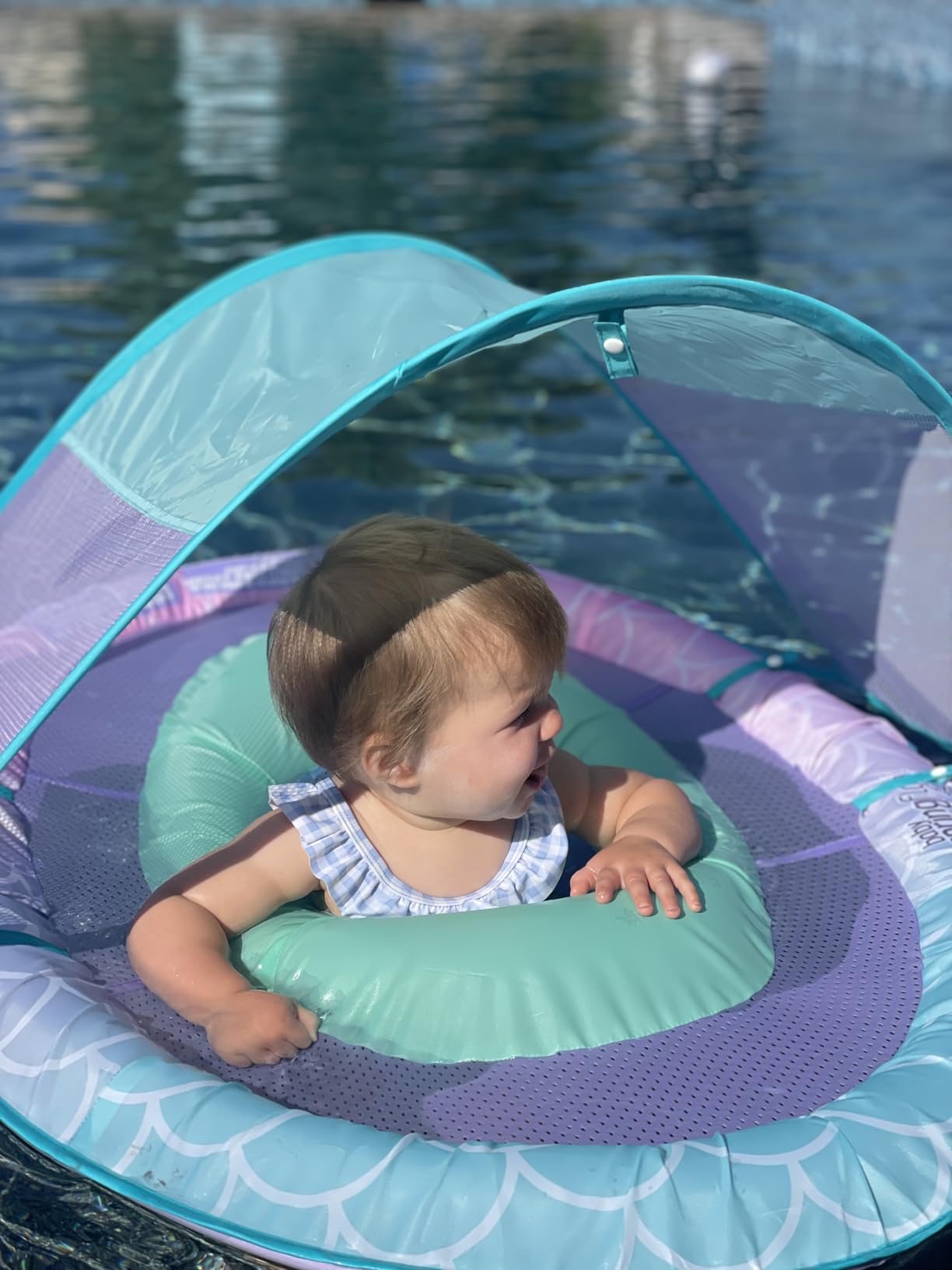 SwimWays Baby Spring Float, Baby Pool Float with Canopy, Swim Training PFD, Swimming Pool Accessories for Babies and Toddlers 9-24 Months, Mermaid customer photo 2