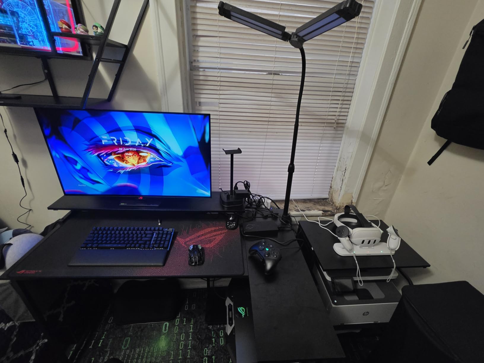 ODK 58 Inch L Shaped Gaming Desk with LED Lights, Power Outlets, Black customer photo 2