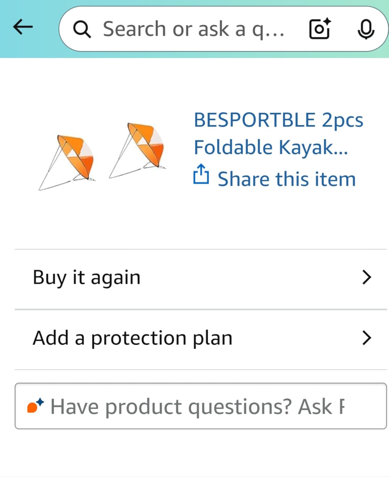 BESPORTBLE 1Pcs Foldable Kayak Sail with Clear Window, Portable PVC Downwind Wind Paddle for Canoe, Kayak, Inflatable Boats, Uv Protection, Easy Setup, 42.51x42.51 Inch (Orange) customer photo 1