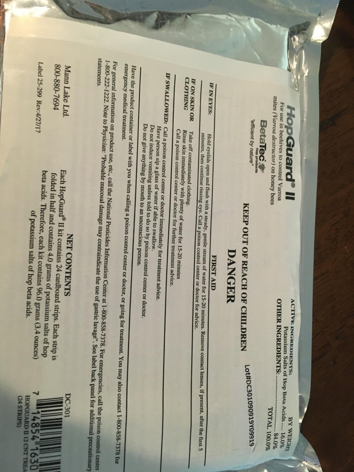 Mann Lake HopGuard 3, 10 Strips (5 Treatments) customer photo 1