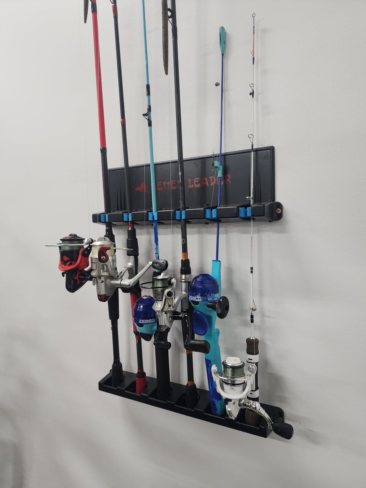 2 Pack Vertical Fishing Rod Holder for Garage, BETTER LEADER Fishing Pole Holders- Holds Up to 12 Rods or Combos, Wall Mount Fishing Pole Rack, Fits Most Rods of Diameter 3-19mm, Fishing Gifts for Men customer photo 1