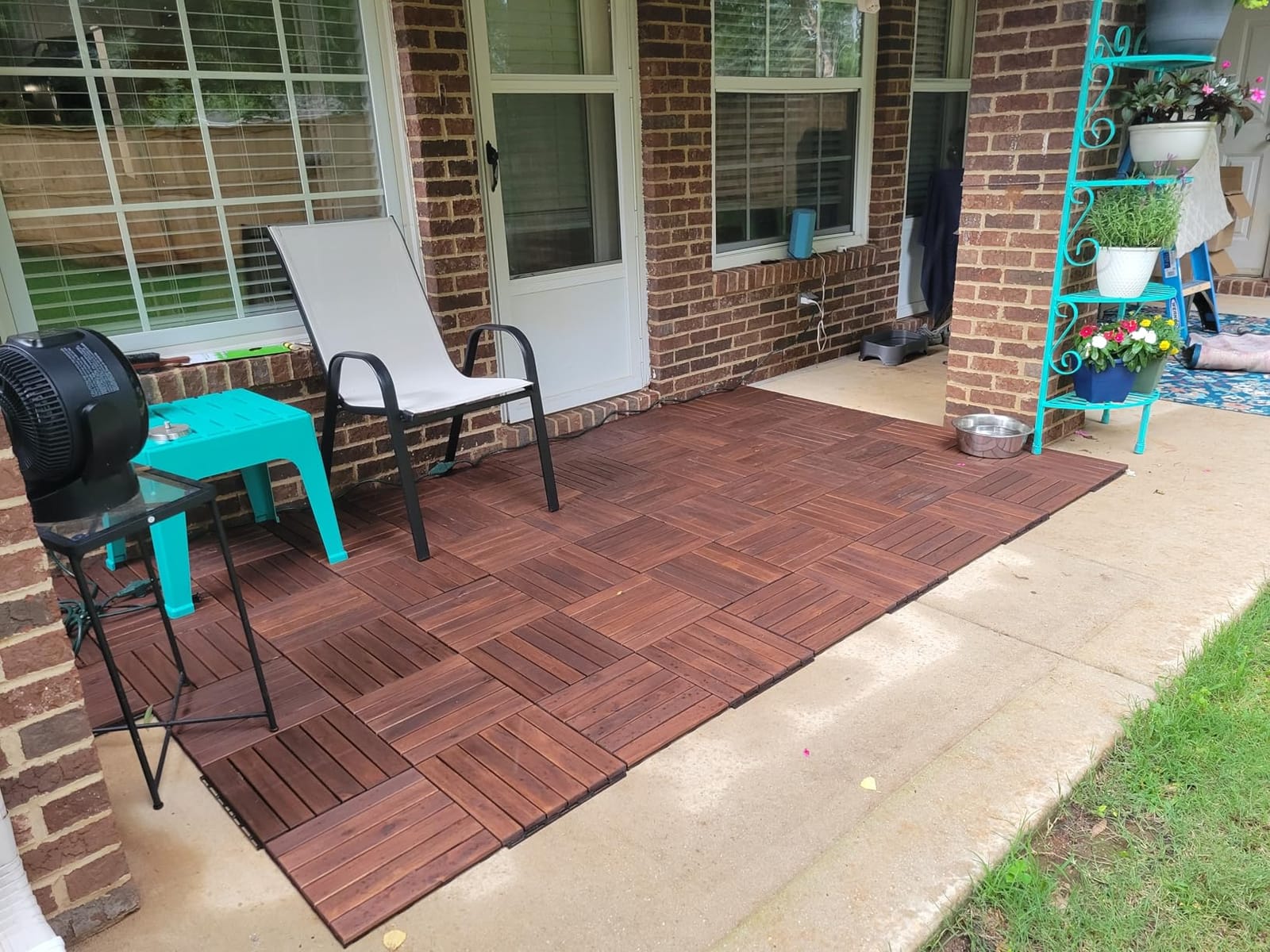 THYOI Premium Deck Tiles, 10 Pcs Patio Flooring - Golden Teak - Crossed customer photo 2