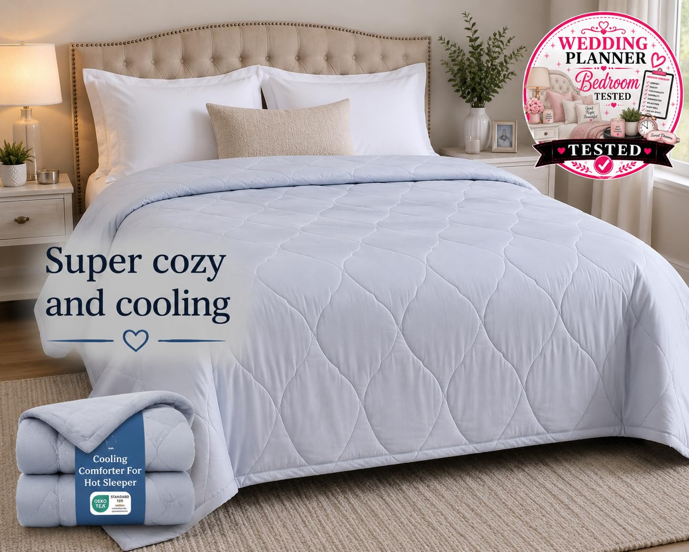 Bedsure Cooling Comforter Blankets for Hot Sleepers, All Season, Queen customer photo 2