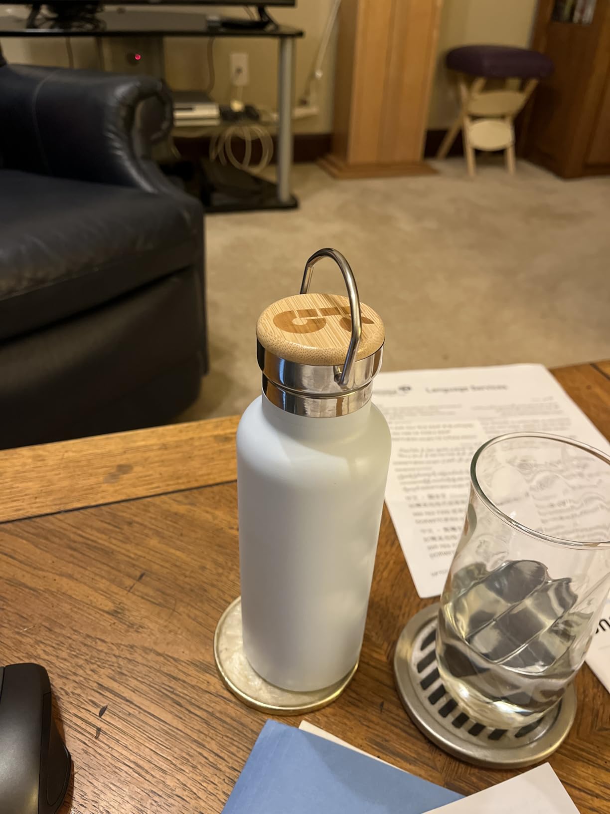 Bambaw 24 oz Stainless Steel Water Bottle, Insulated Metal Water Bottle Wide Mouth, Great for Hiking & Travel, With Handle Easy to Carry, Rust-Resistant & Durable (Aegean Blue) customer photo 2