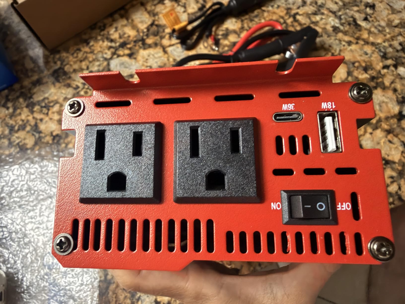1000W Power Inverter 12V DC to 110V/120V AC Car Converter for Vehicles | LCD Screen Display, 2 AC Outlets, 36W Type-C Port, 5V/3A USB Port, Car Plug Adapter for Truck, Home, Camping, Laptop, Trip customer photo 1
