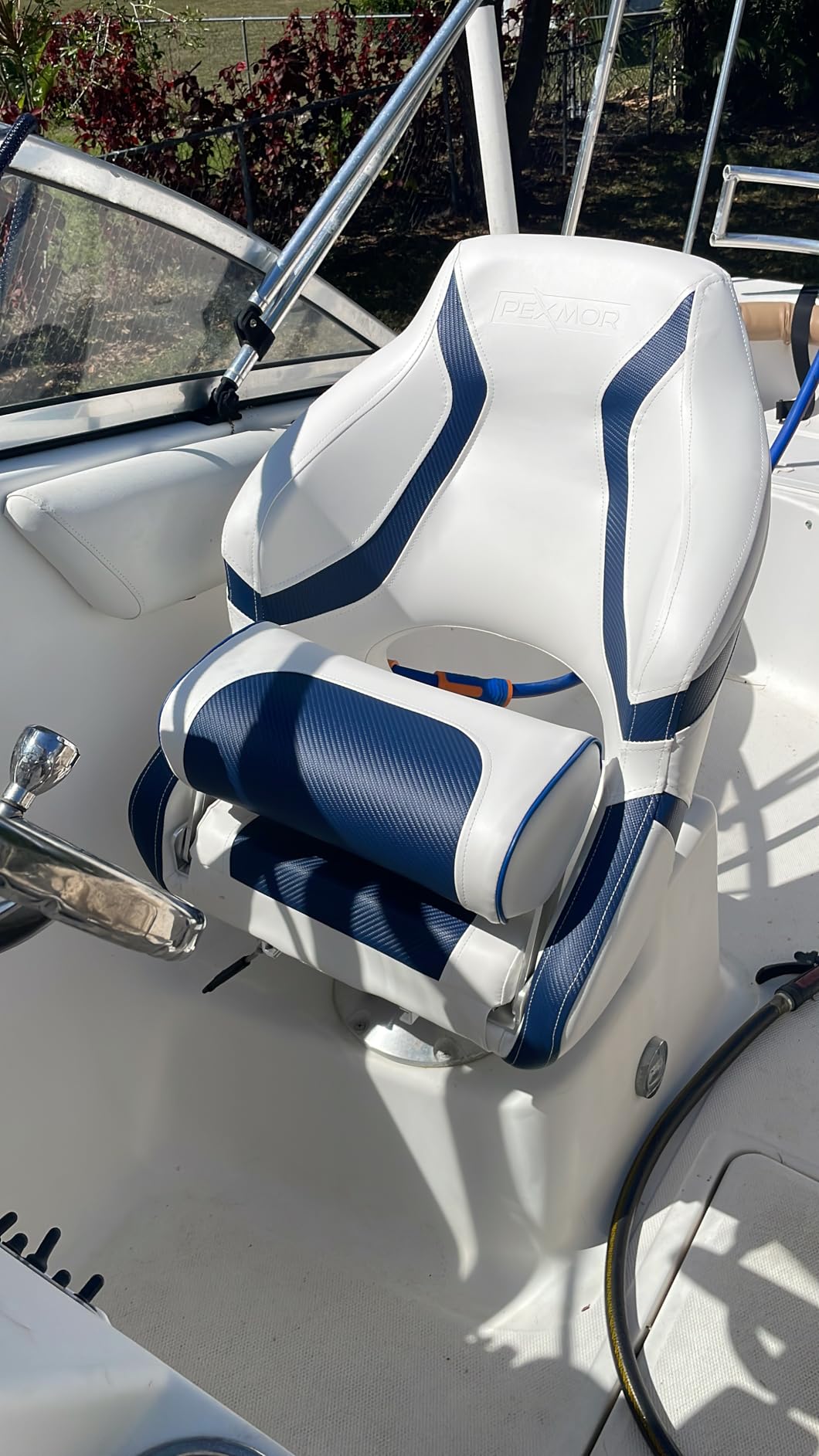 PEXMOR Premium Sport Flip Up Boat Seat Captain Bucket Seat with Boat Seat Cover, Waterproof Boat Captain Chair Aluminum Hinges Stainless Steel Screws Included Captain customer photo 1