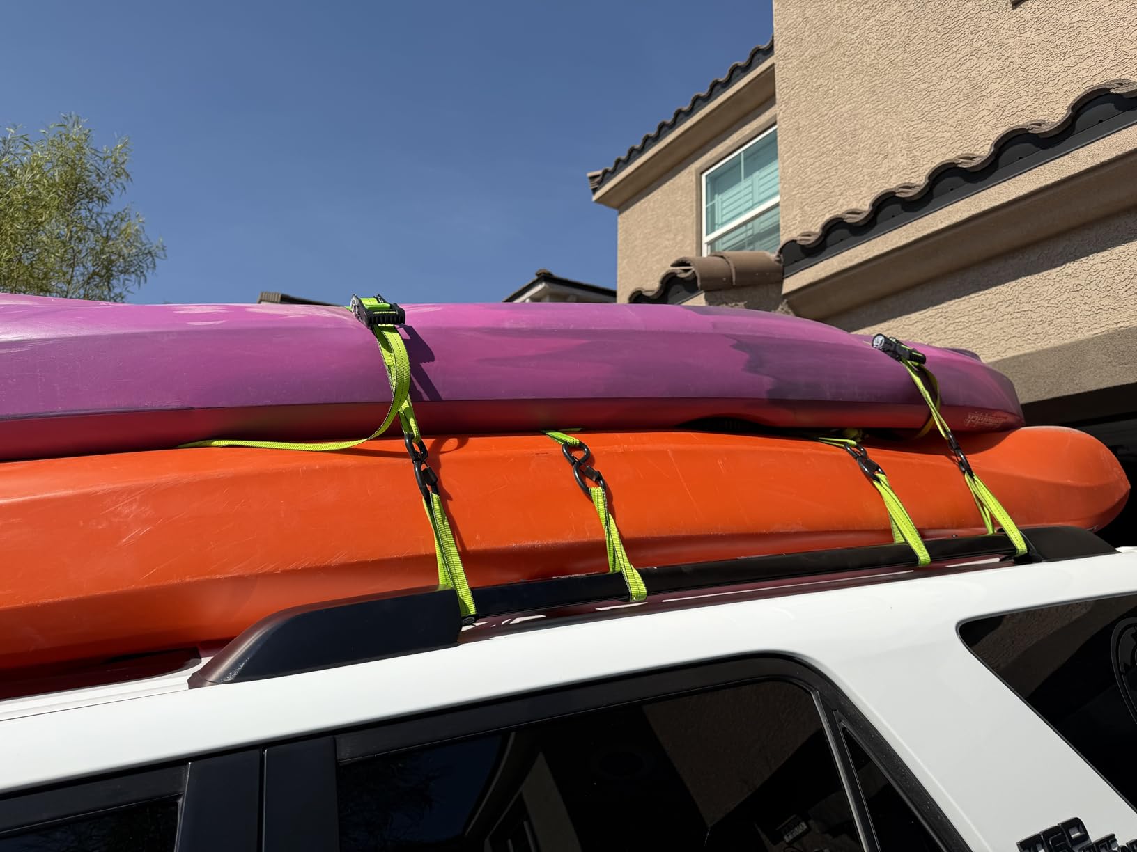 Motorcycle Tie Down Strap (4PK) - 2,100lb Break Strength Premium 15ft Ratchet Tie Down Straps Set, Soft Loop Ratchet Straps for Moving Appliances, Lawn Equipment, Cargo Straps for Trucks customer photo 2