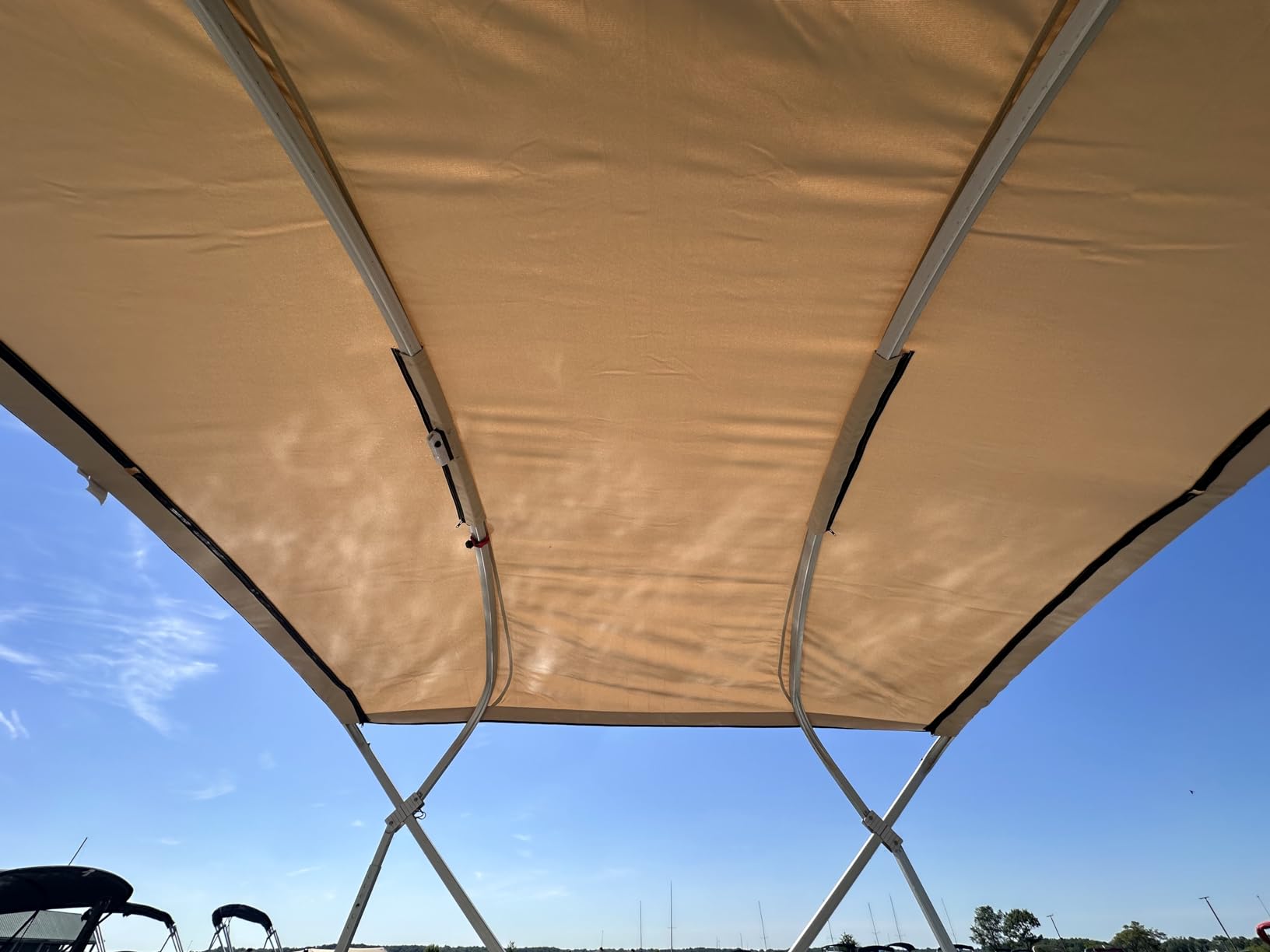 Replacement Bimini Top Canvas with Boot, Compatable with Godfrey SanPan 2500 Fits Factory Frame! Beige, 9' Long x 8.5' Wide, 16oz, by Cypress Rowe Outfitters, 4 Bow customer photo 1