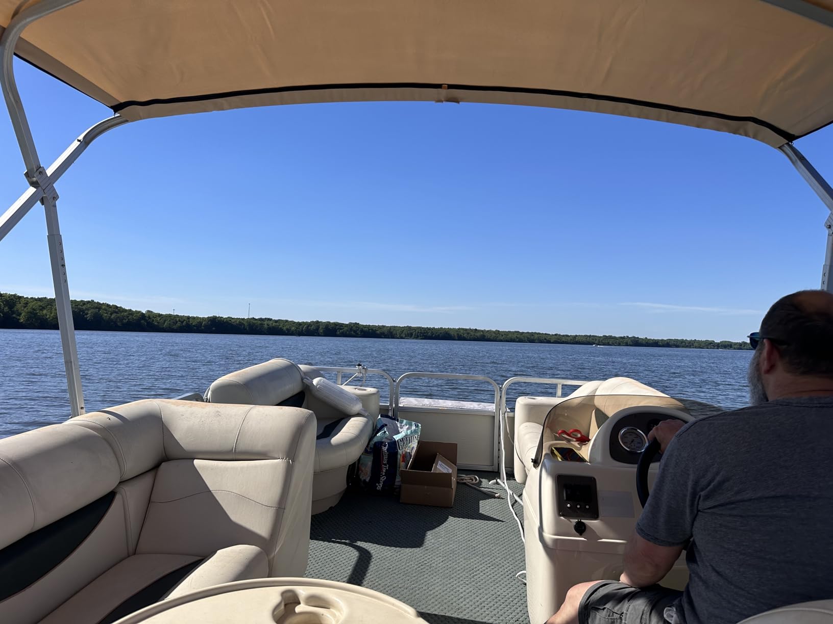 Replacement Bimini Top Canvas with Boot, Compatable with Godfrey SanPan 2500 Fits Factory Frame! Beige, 9' Long x 8.5' Wide, 16oz, by Cypress Rowe Outfitters, 4 Bow customer photo 2