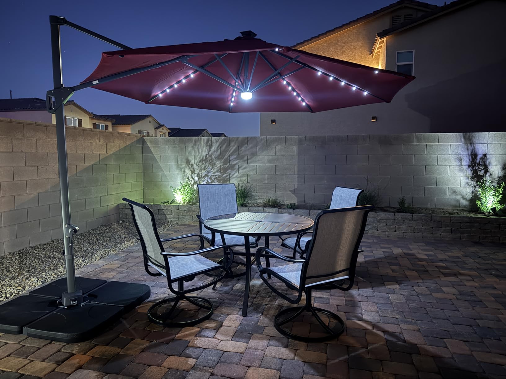 Best Choice Products 10ft Solar LED Cantilever Patio Umbrella, 360-Degree Rotation Hanging Offset Market Outdoor Sun Shade for Backyard, Deck, Poolside w/Lights, Easy Tilt, Cross Base - Seaglass customer photo 1
