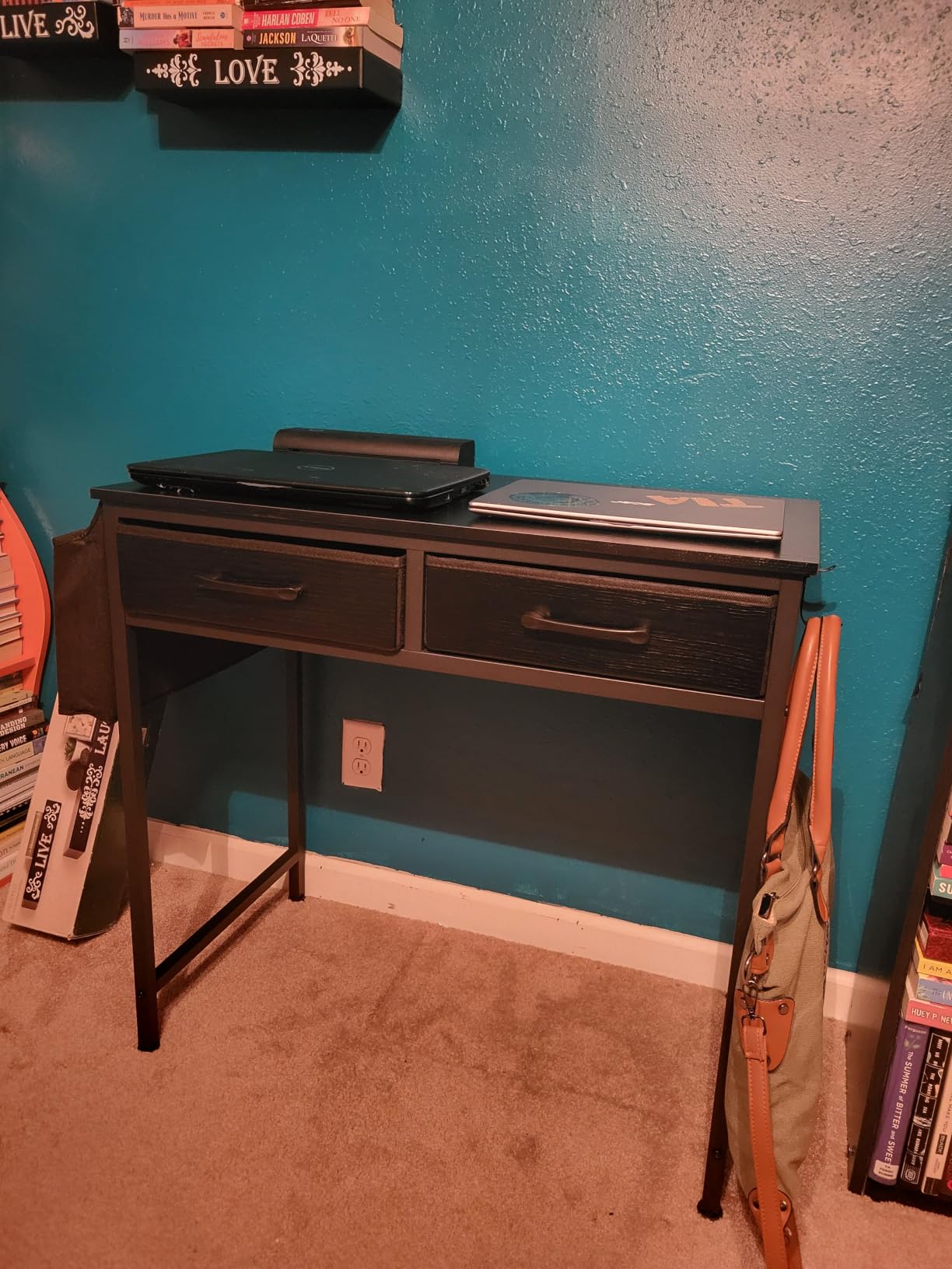 DLisiting 32 Inch Small Desk with Drawers, Black customer photo 2